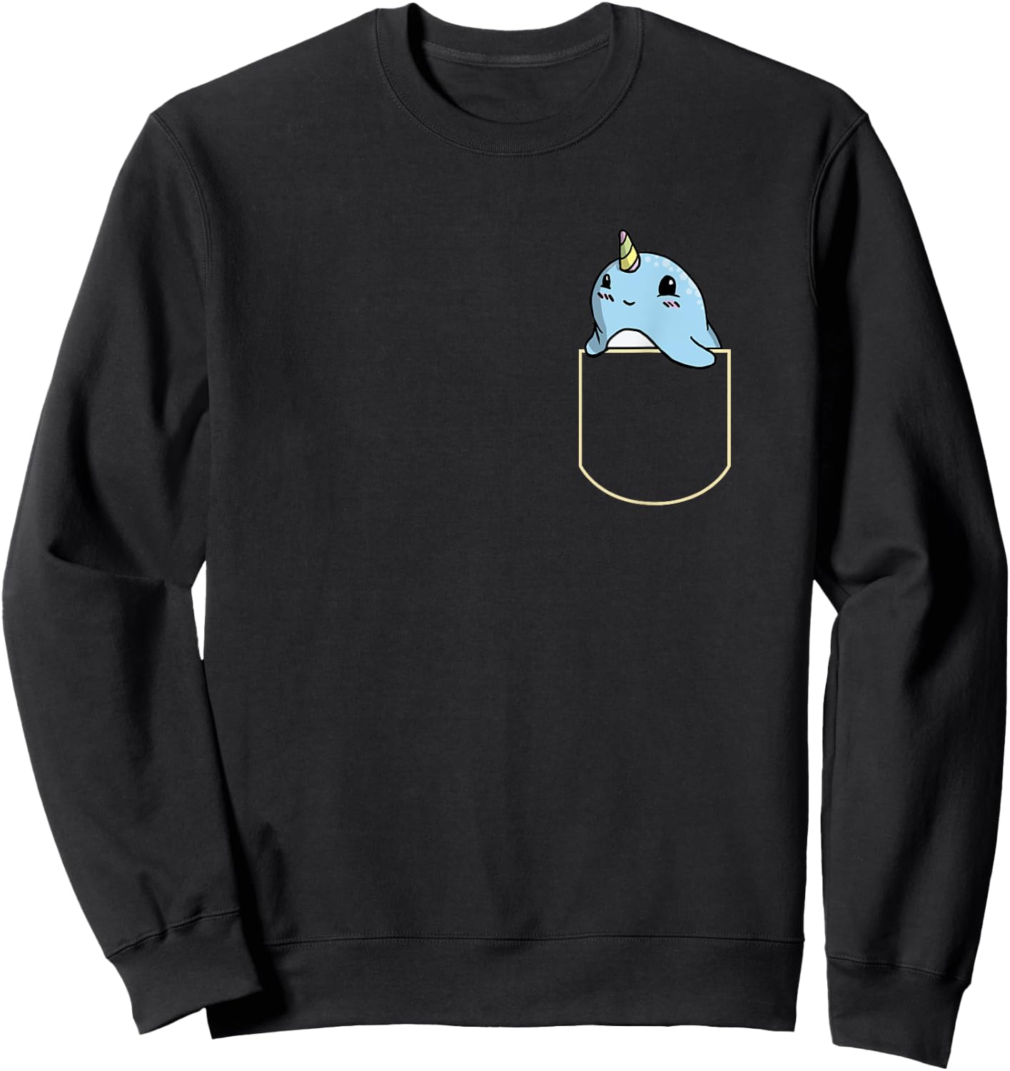 Funny Narwhal Chest Bag Gift Unicorn Whale Pocket Sweatshirt - Sweatshirt | Black