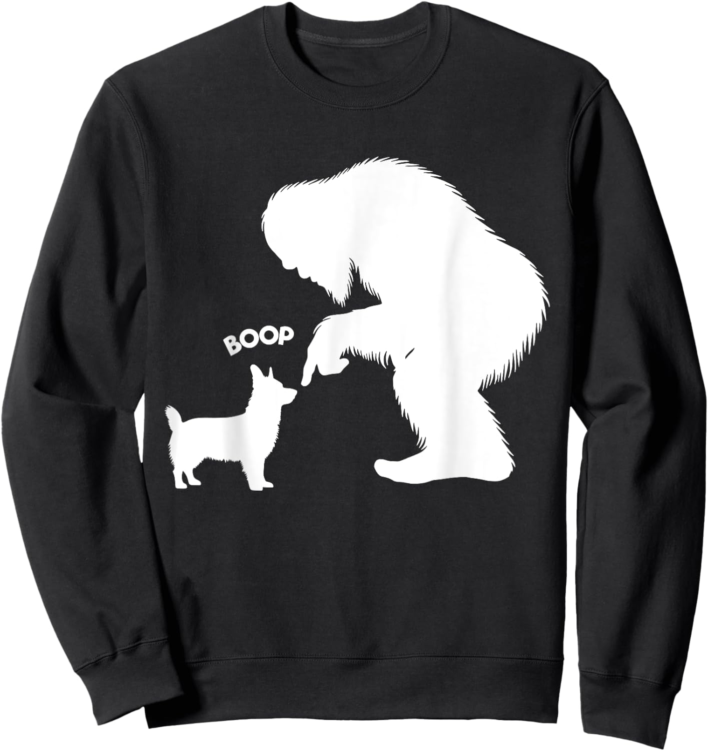 Funny Bigfoot Sasquatch Corgi Boop Sweatshirt - Sweatshirt | Black