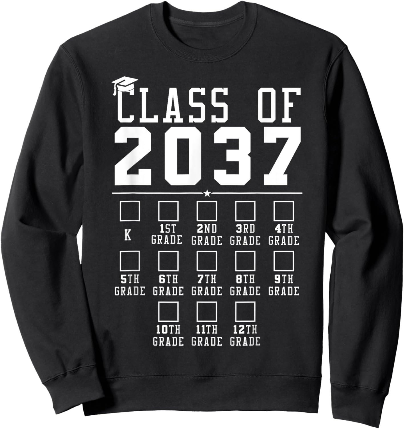 Grow With Me Class Of 2037 Handprint Kindergarten Graduation Sweatshirt - Sweatshirt | Black