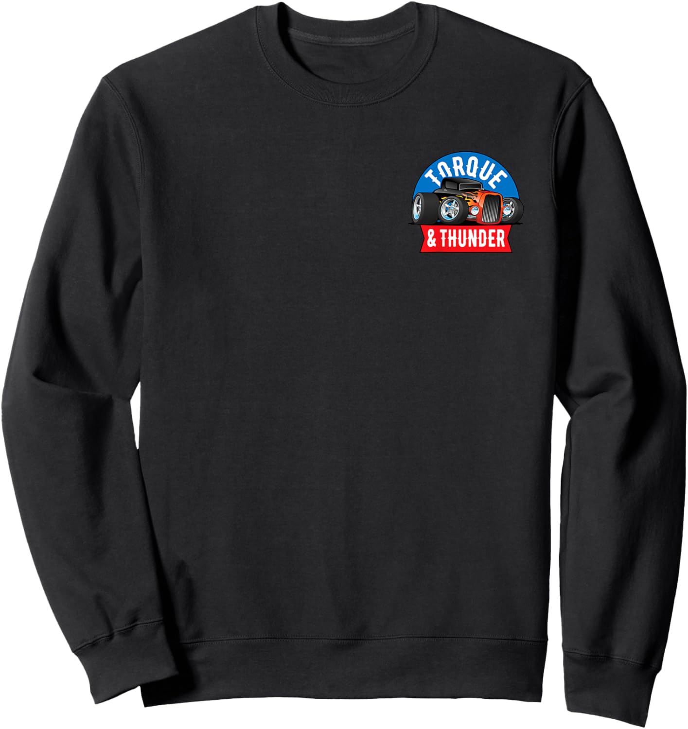 Torque and Thunder Muscle Cars Classic Cars Hotrods Cartoon Sweatshirt - Sweatshirt | Black