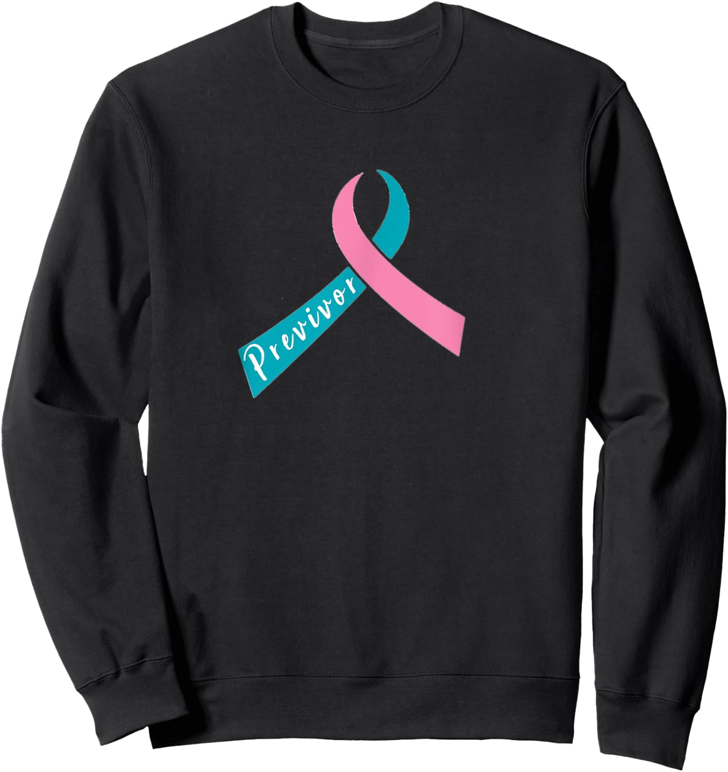 Teal & Pink Ribbon - Previvor Sweatshirt - Sweatshirt | Black