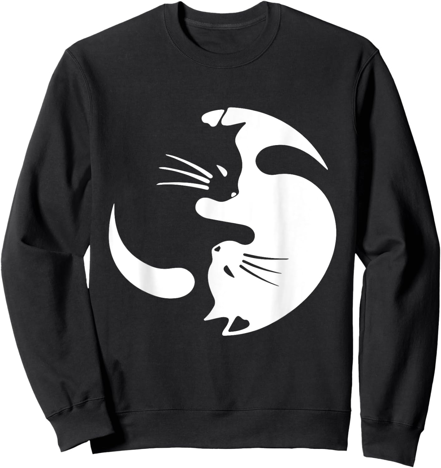 Yin Yang Cat Symbol Cute Black and White Cat Kitty Halloween Sweatshirt - Sweatshirt | Black