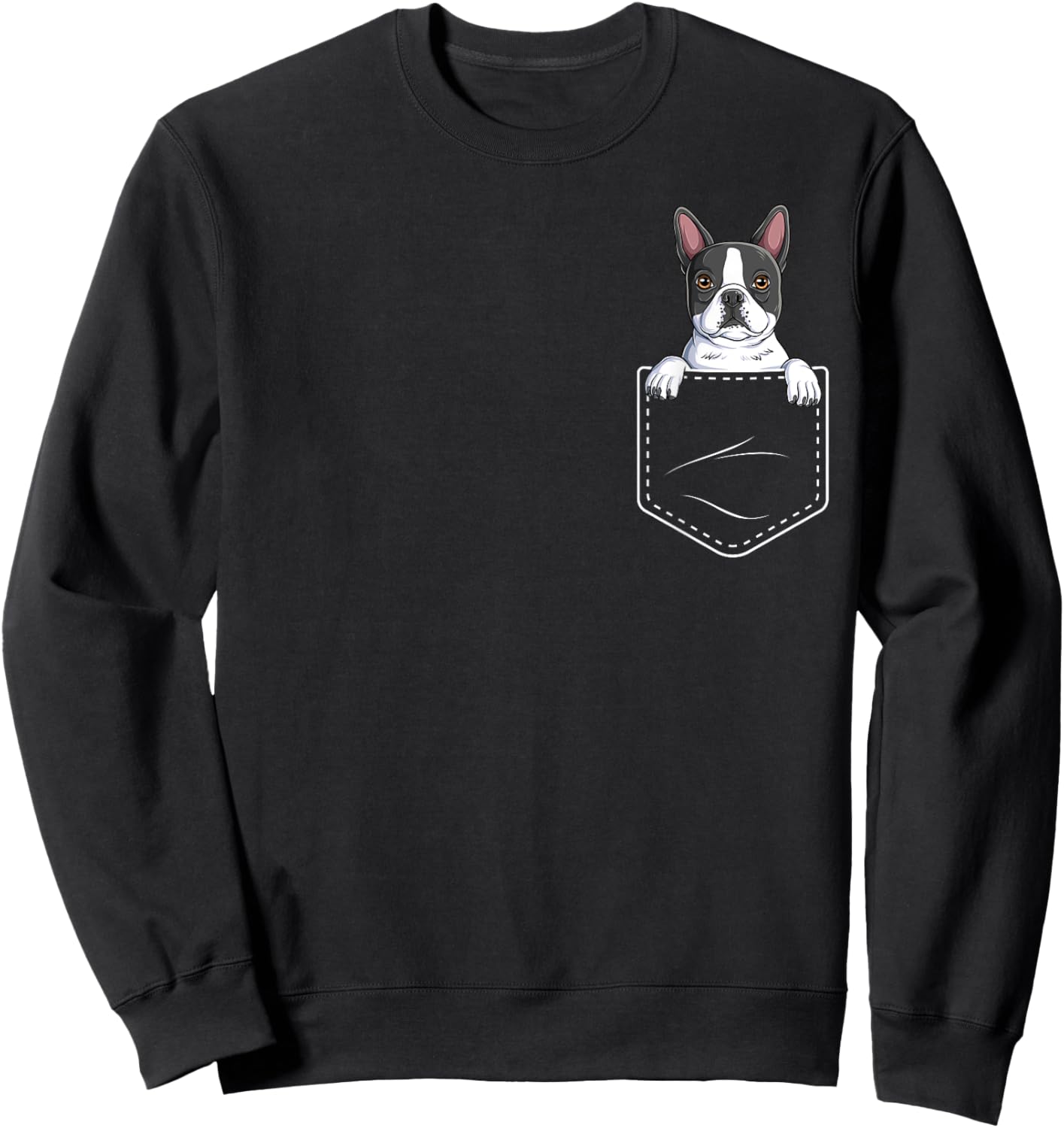 Boston Terrier In The Pocket Cute Boston Terrier Dog Lovers Women Girls Kids Sweatshirt - Sweatshirt | Black