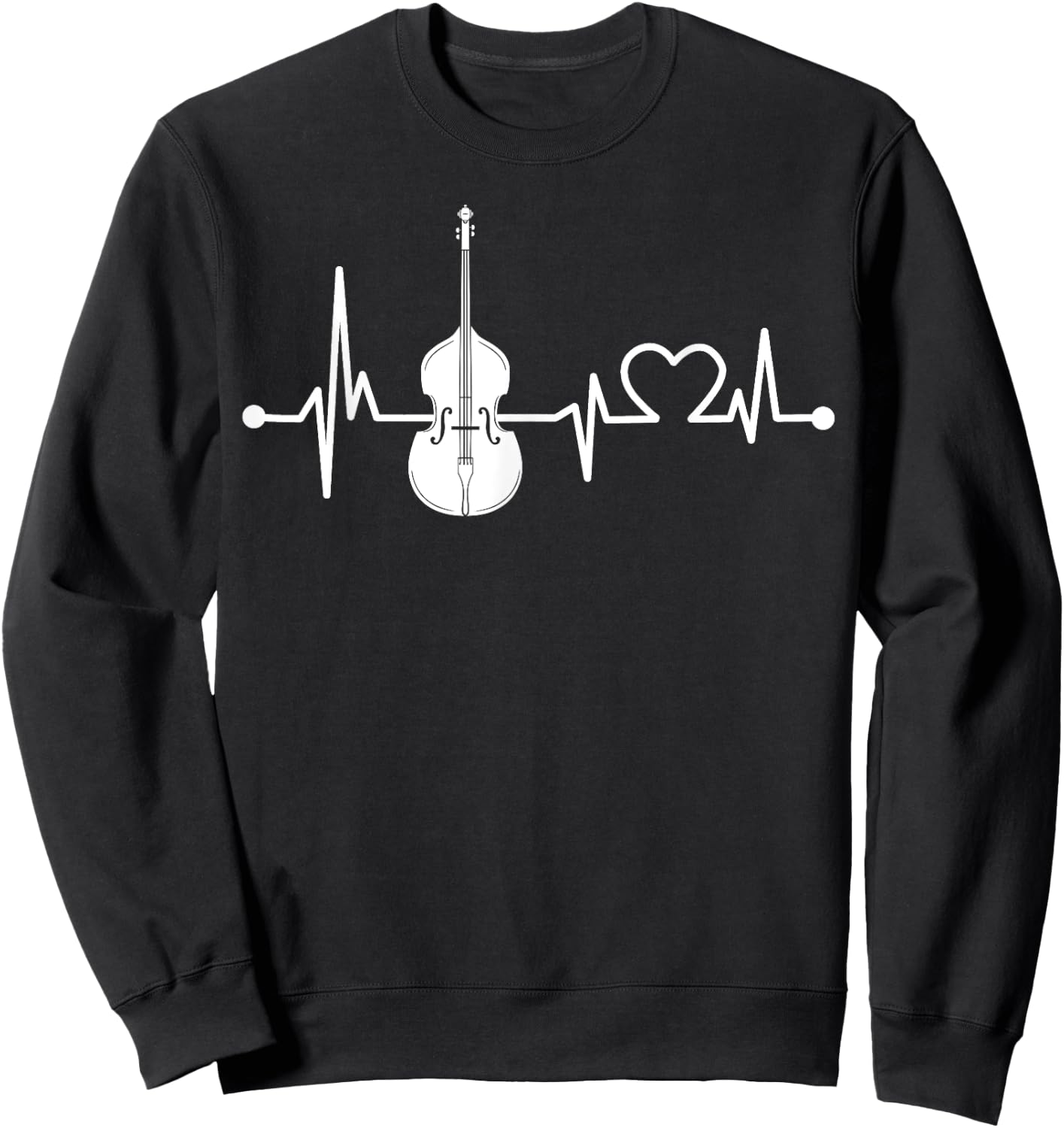 Double bass Heartbeat Funny Love For Music Orchestra Gift Sweatshirt - Sweatshirt | Black