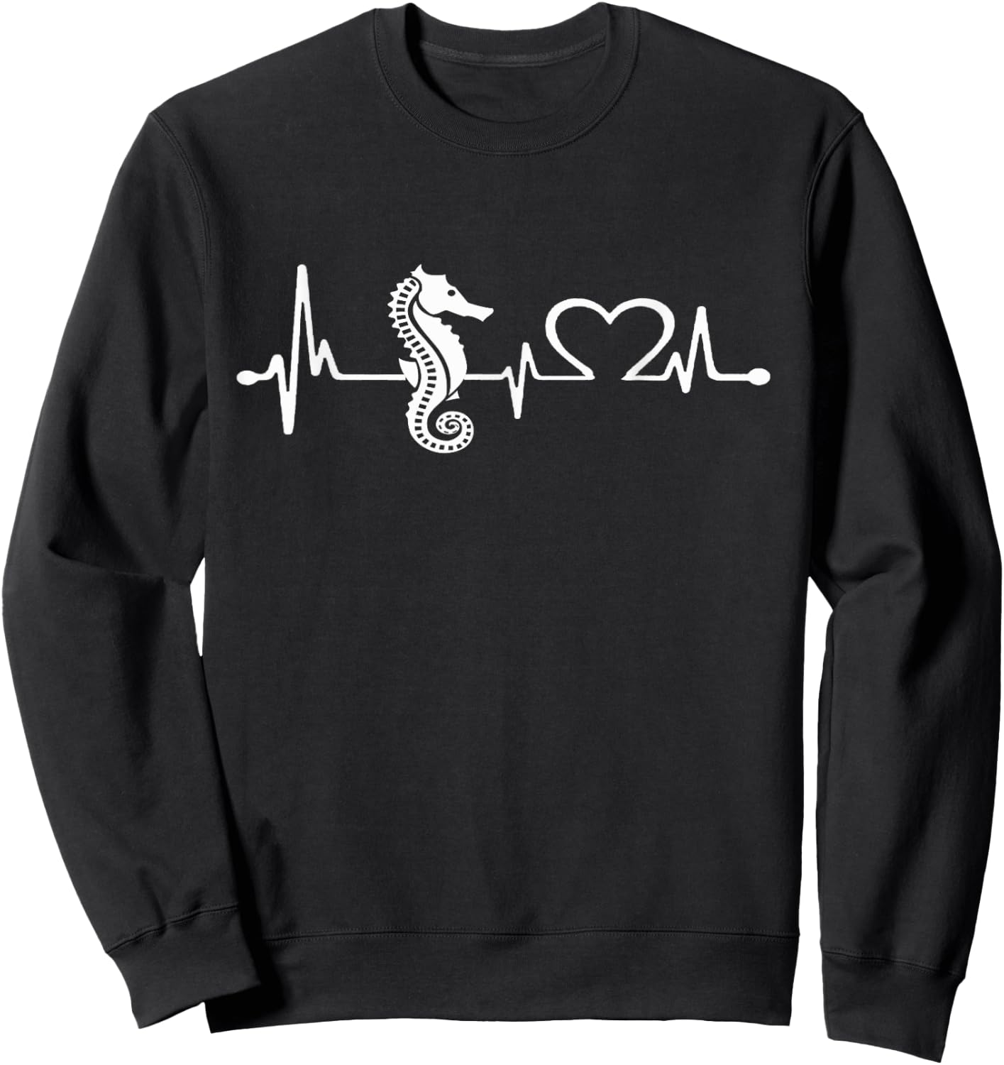 Love seahorse Women Shirt heartbeat seahorse Lover girl Sweatshirt - Sweatshirt | Black