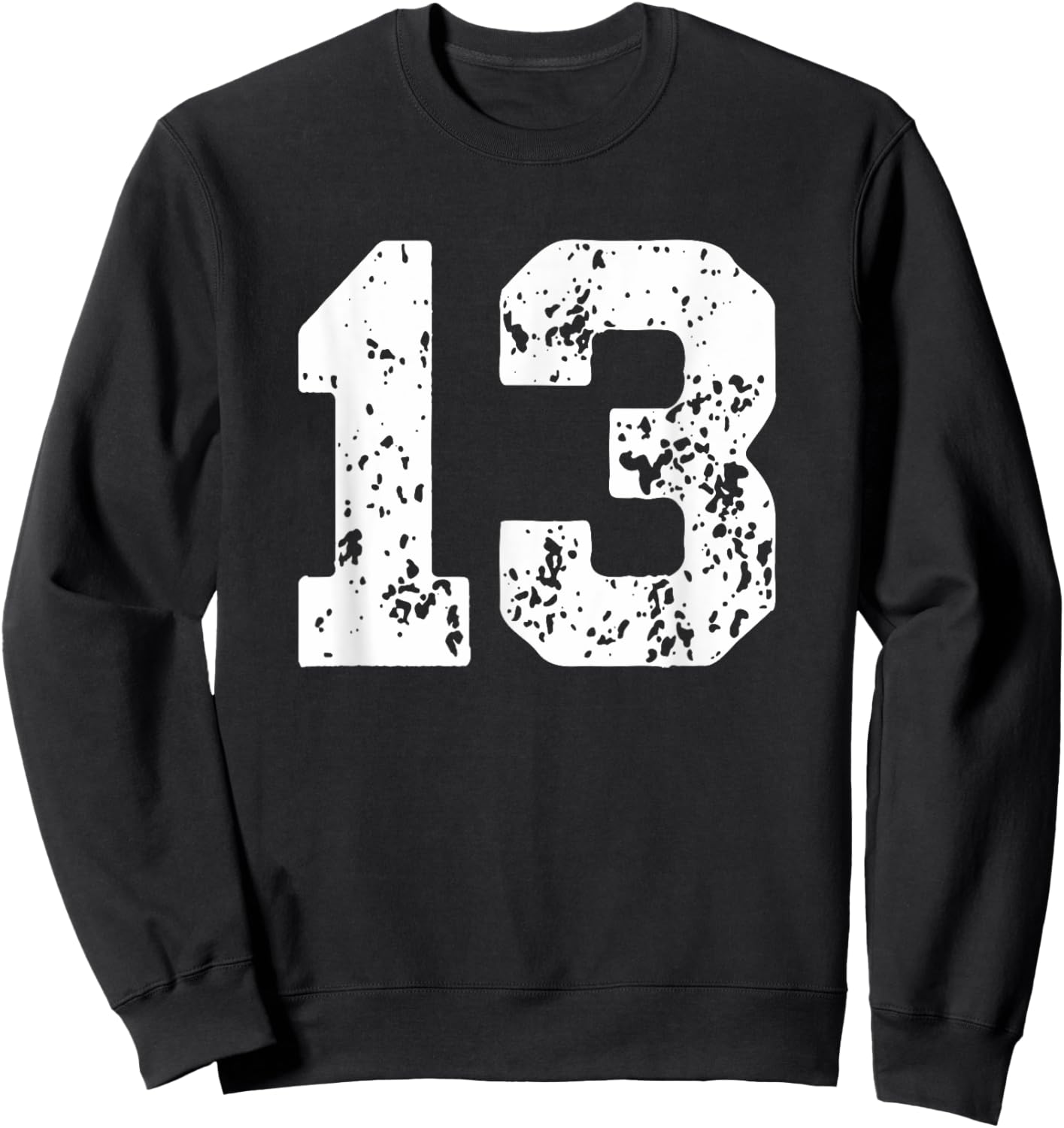 Number 13 White Best Classic College Style Birthday Funny Sweatshirt - Sweatshirt | Black