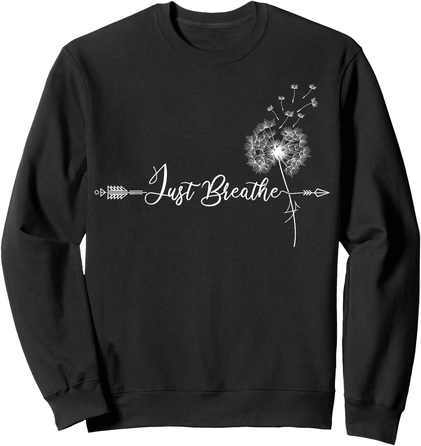 Just Dandelion Tattoo Arrow Breathing Dandelion Flower Sun Sweatshirt - Sweatshirt | Black