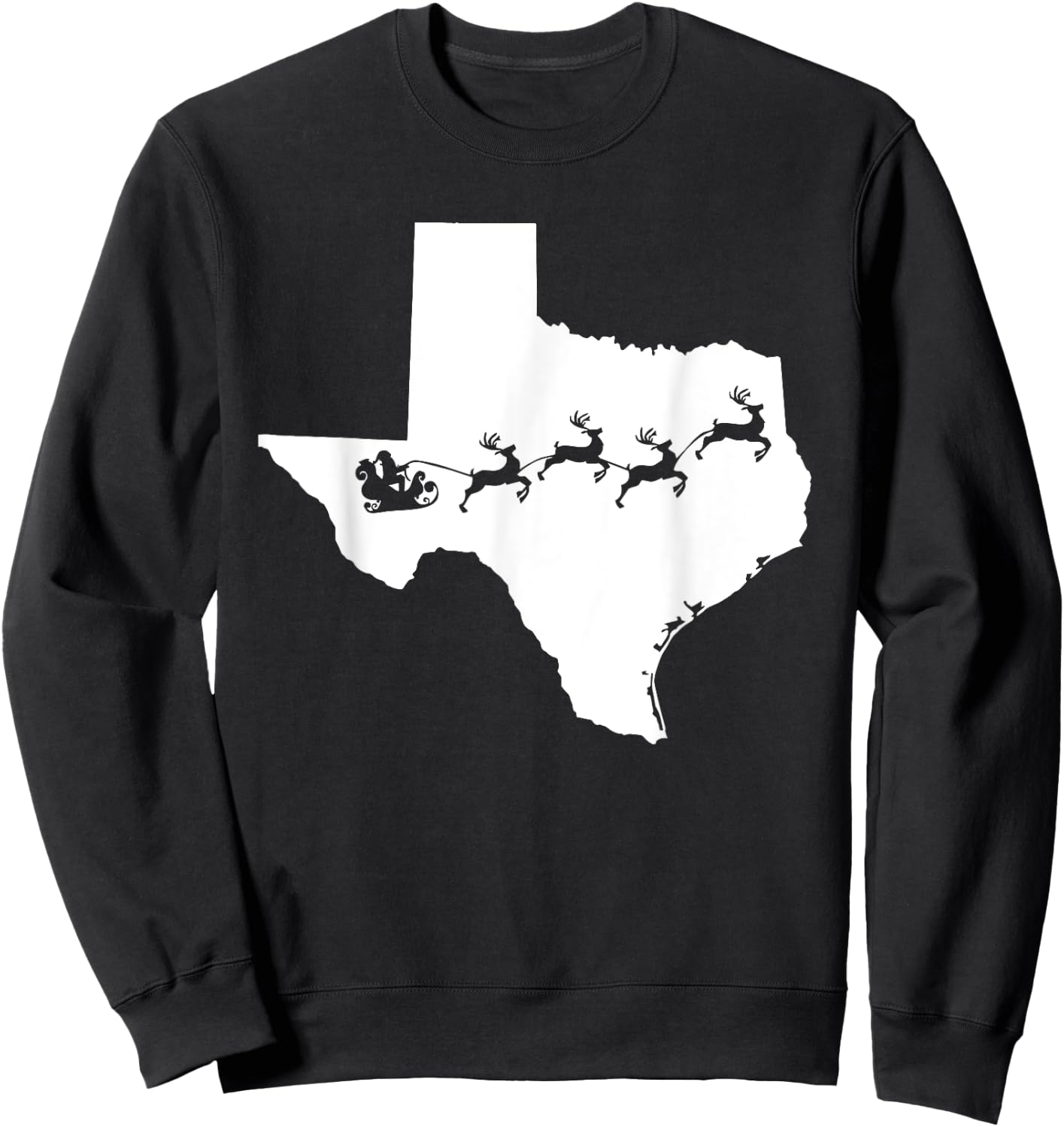 Texas Map Santa Christmas reindeer Shirt Sweatshirt - Sweatshirt | Black