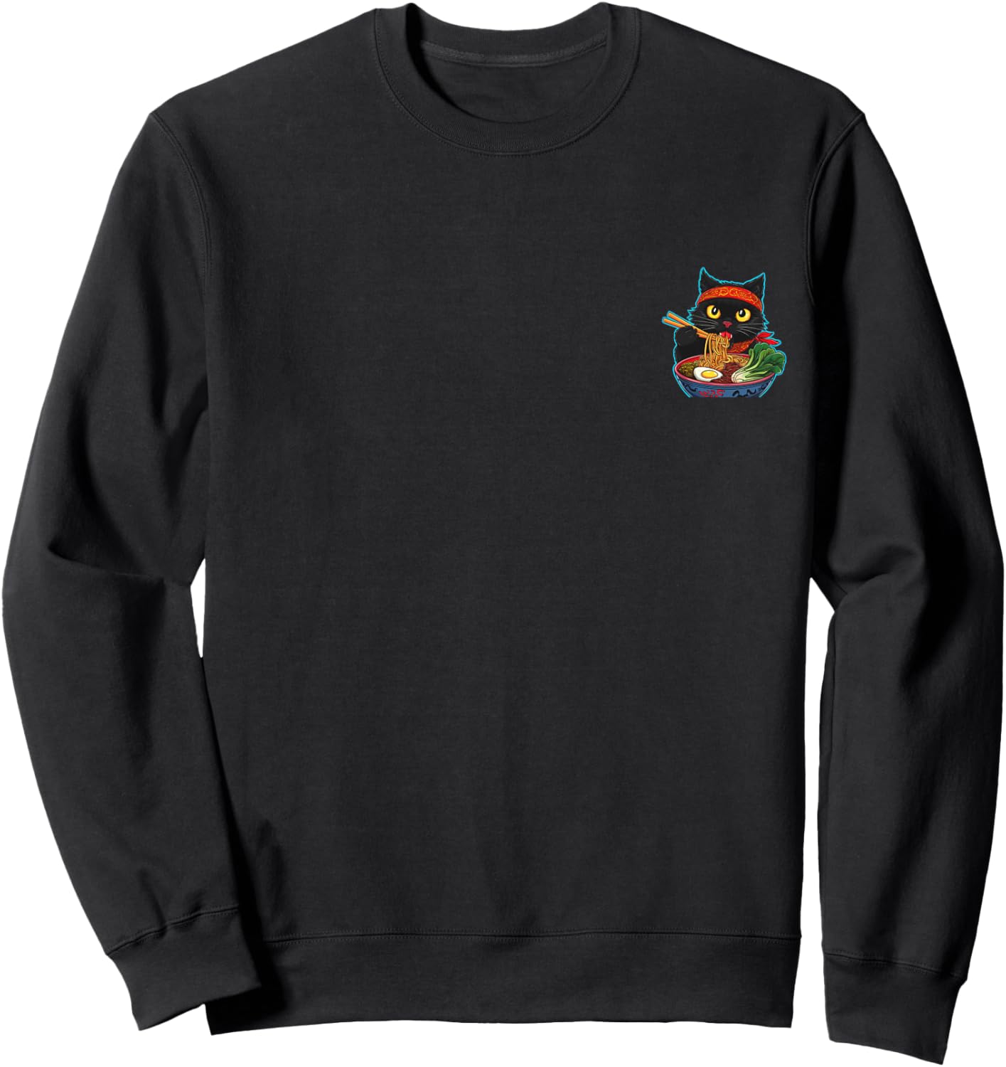 Cat Ramen Noodle Japanese Manga Cat Sweatshirt - Sweatshirt | Black