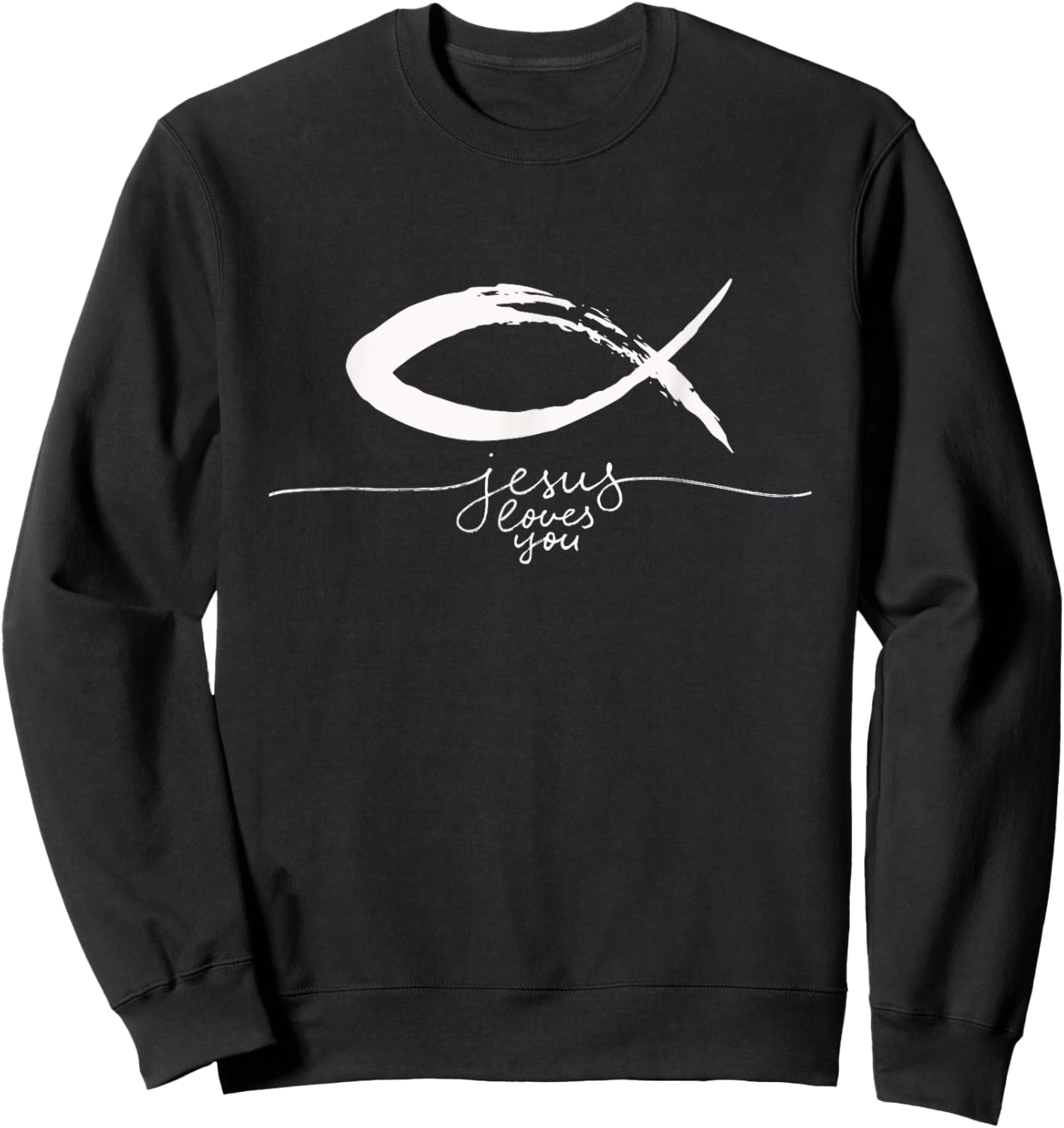 Ichthys Sign Jesus Fish Christ Christian Faith Symbol Sweatshirt - Sweatshirt | Black