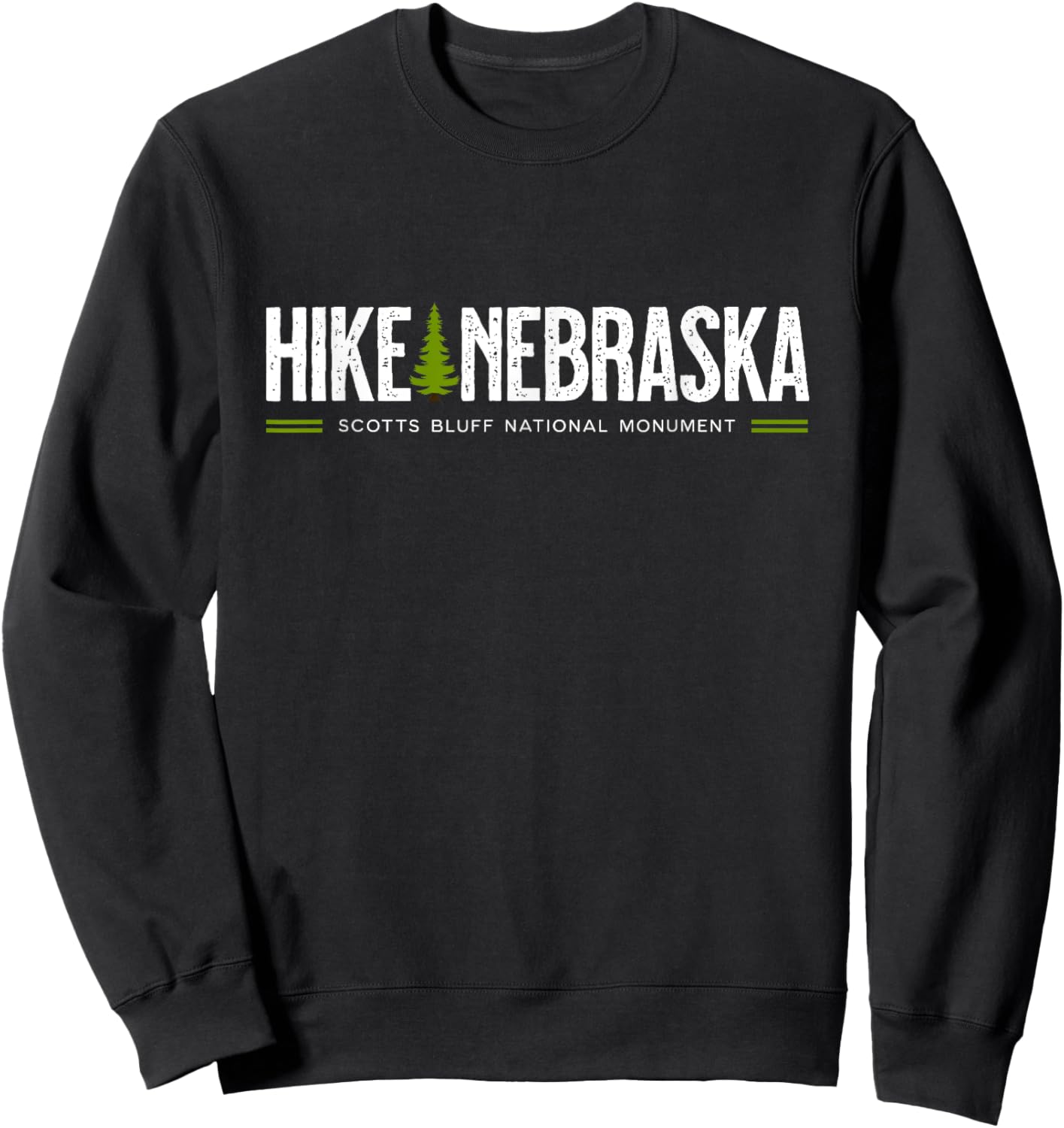 Nebraska Scotts Bluff Monument Hike Tree Retro Graphic Sweatshirt - Sweatshirt | Black