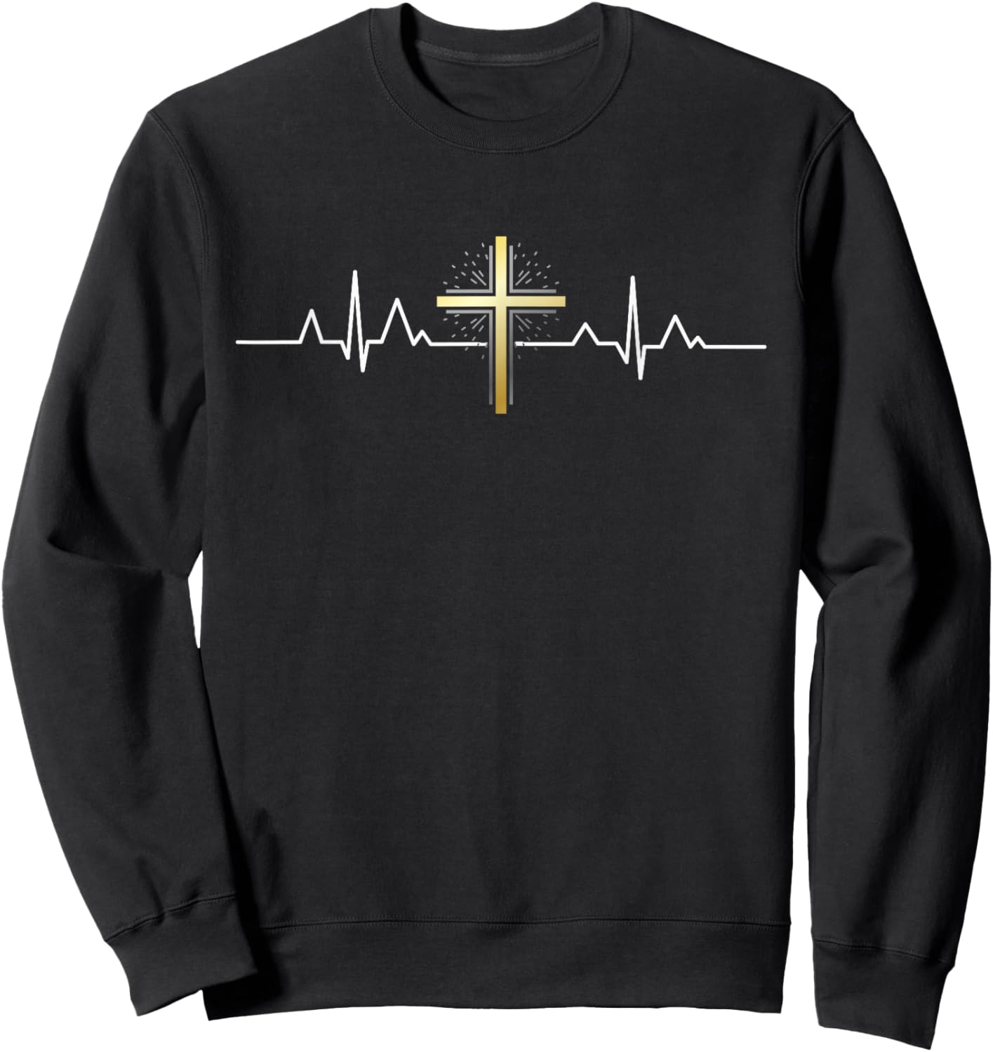 Cross Heartbeat Christian Clothing Sweatshirt - Sweatshirt | Black