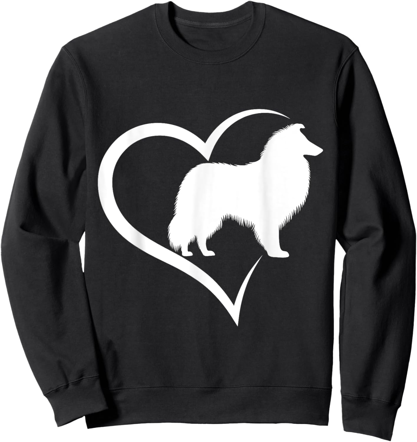 Rough Collie Silhouette Heart Love Dog Men Women Girls Kids Sweatshirt - Sweatshirt | Black