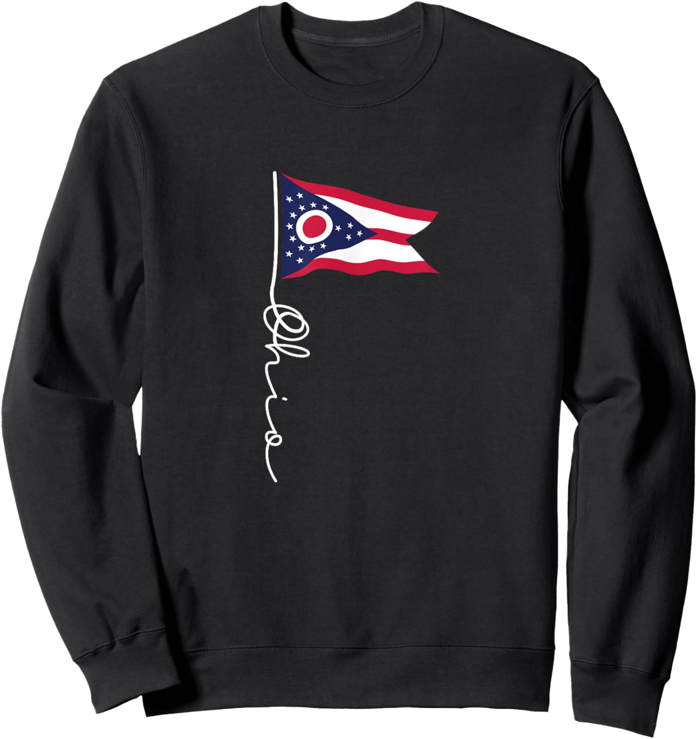 Ohio Signature Flag Pole - Elegant Patriotic Ohioan Flag Sweatshirt - Sweatshirt | Black