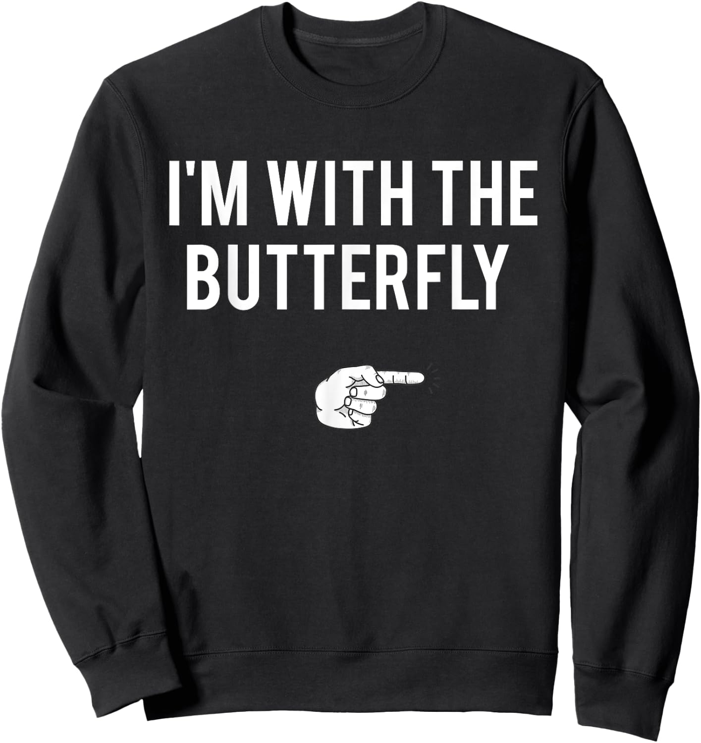 I'm With Butterfly Halloween Costume Party Matching Couple Sweatshirt - Sweatshirt | Black