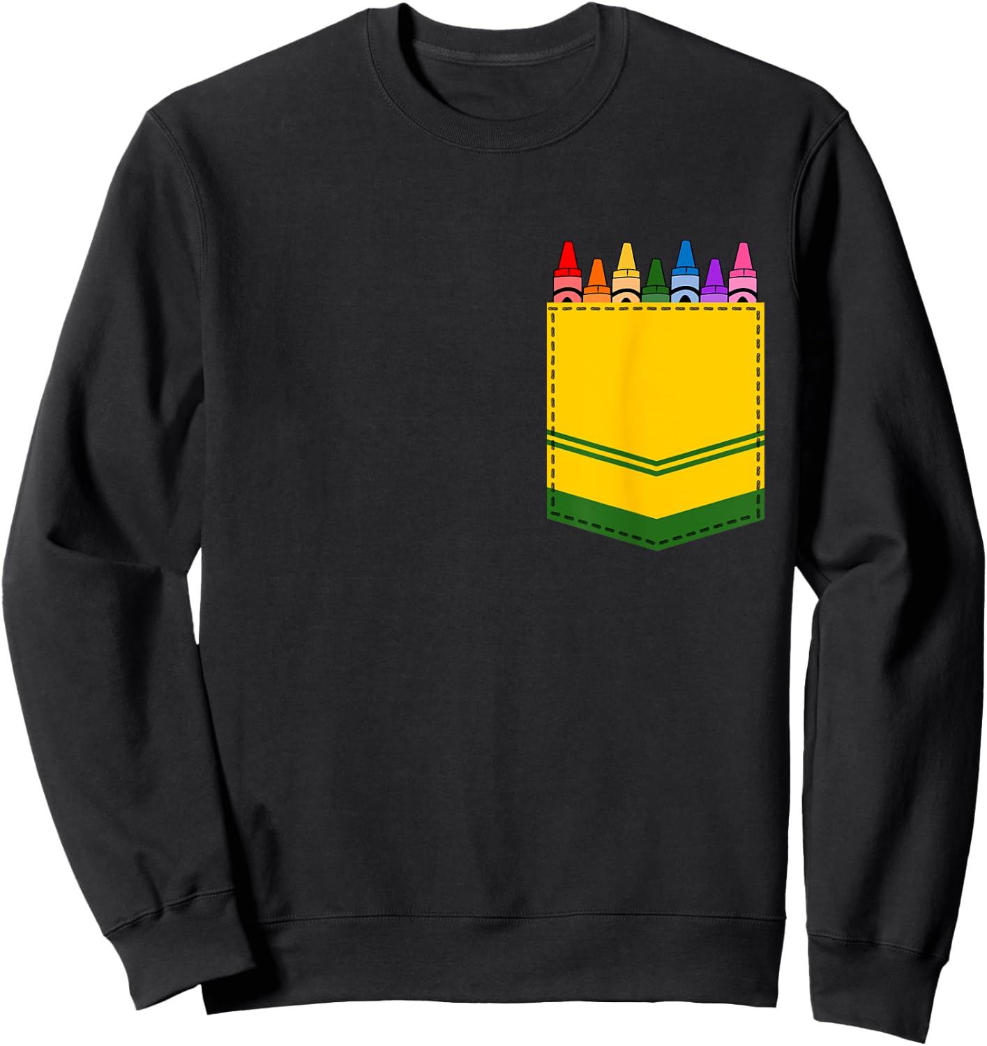 Crayon Box Pocket Teacher Gift Costume Men Women Kids Sweatshirt - Sweatshirt | Black