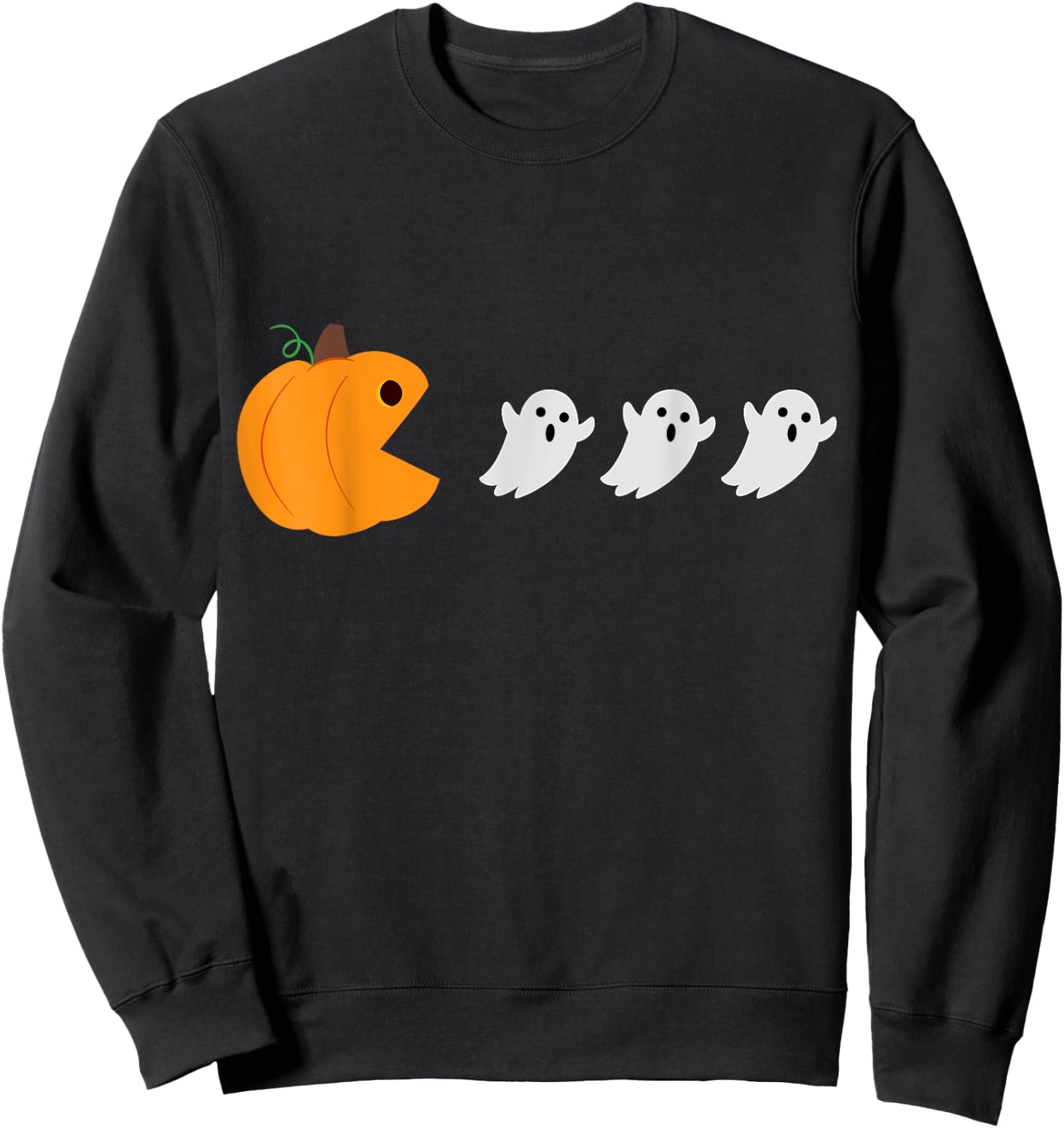 Pumpkin Ghost Retro Video Game Costume Funny Halloween Gifts Sweatshirt - Sweatshirt | Black