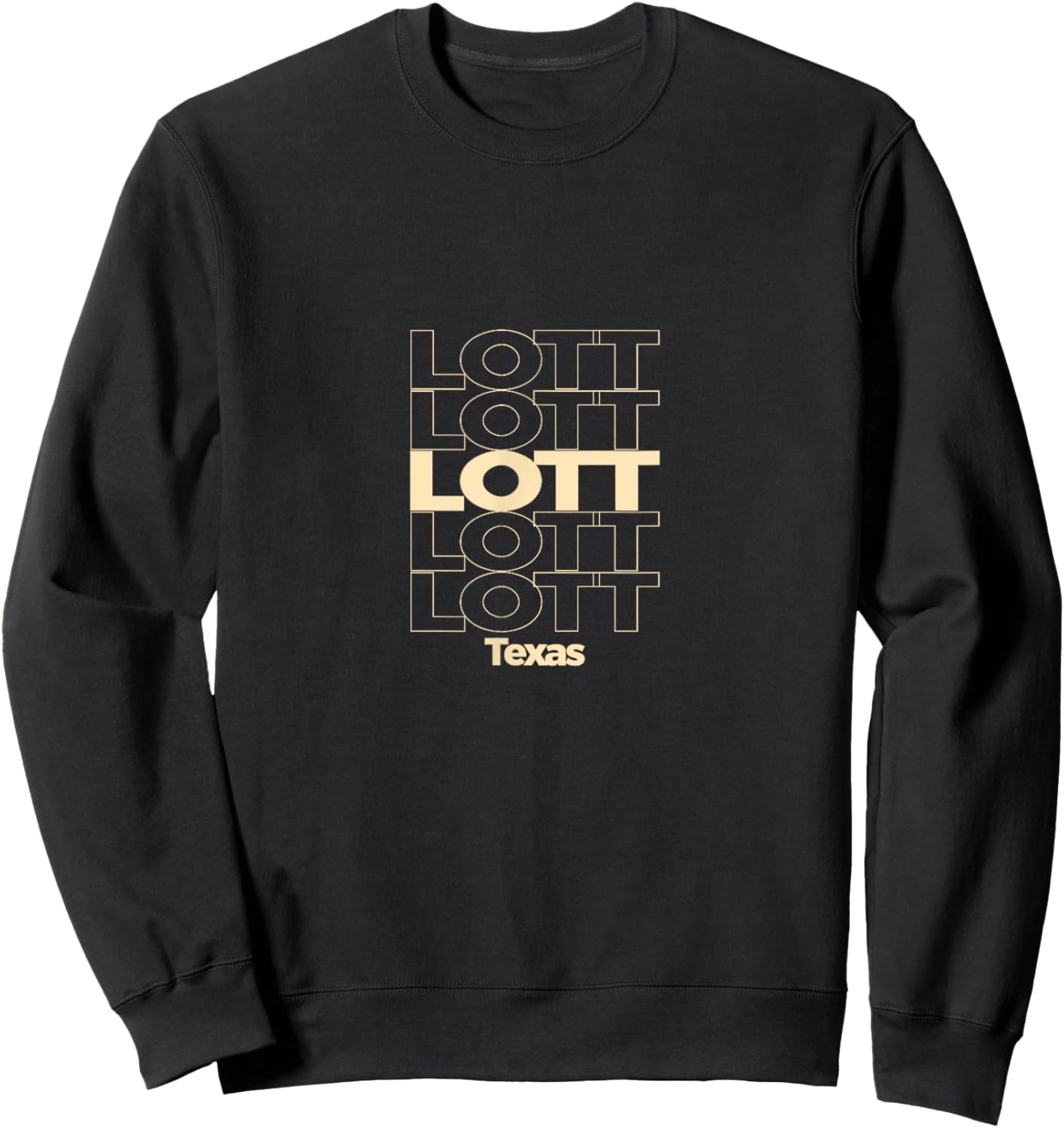 Vintage Lott, Texas Repeating Text Sweatshirt - Sweatshirt | Black