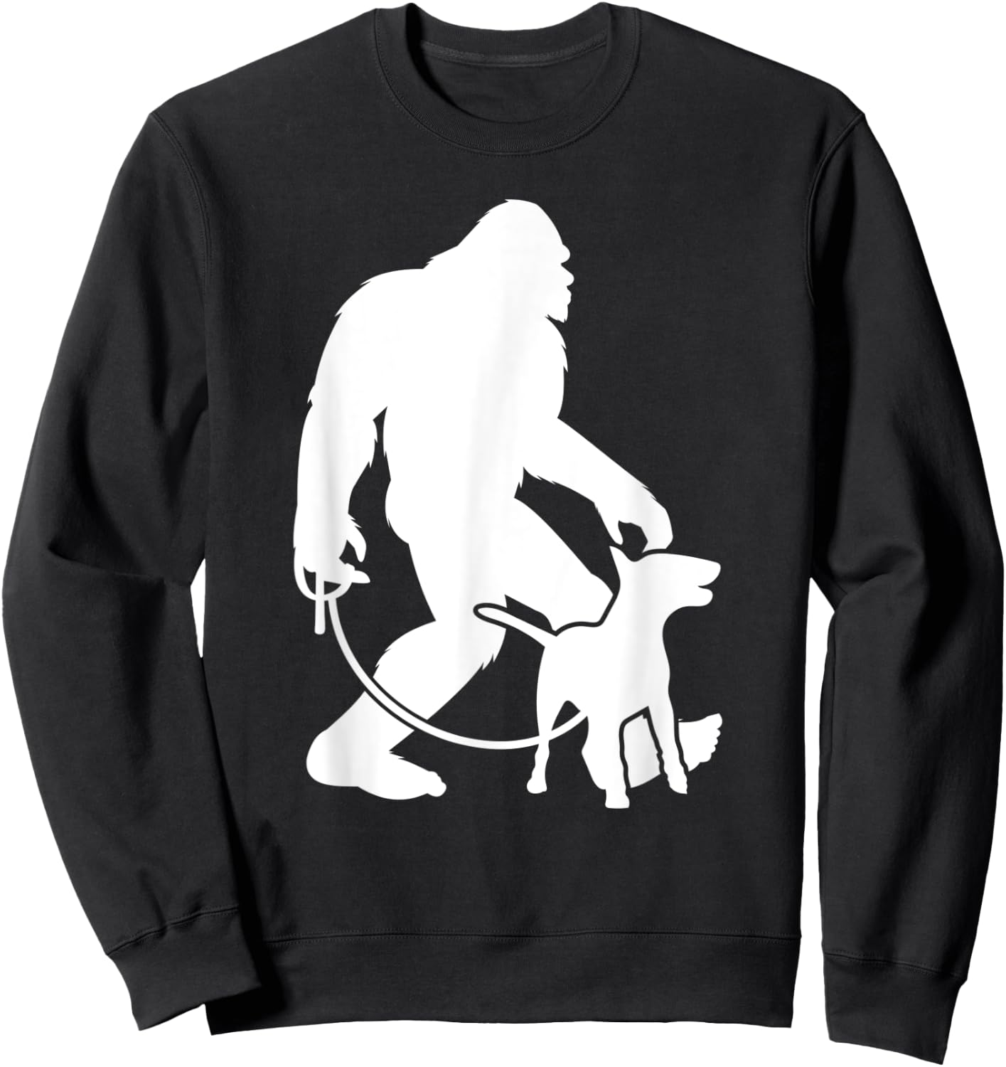 Bigfoot Walking Bull Terrier Dog Lover Sasquatch Dog Walker Women Kids Sweatshirt - Sweatshirt | Black