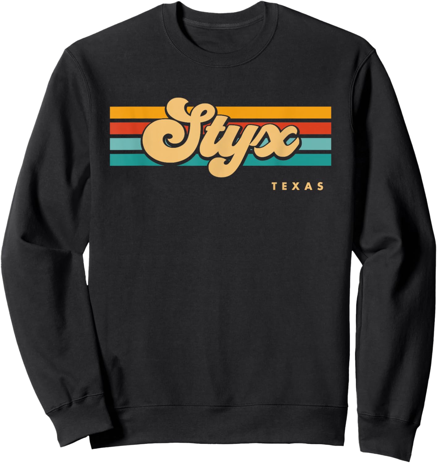 Vintage Sunset Stripes Styx, Texas Sweatshirt - Sweatshirt | Black