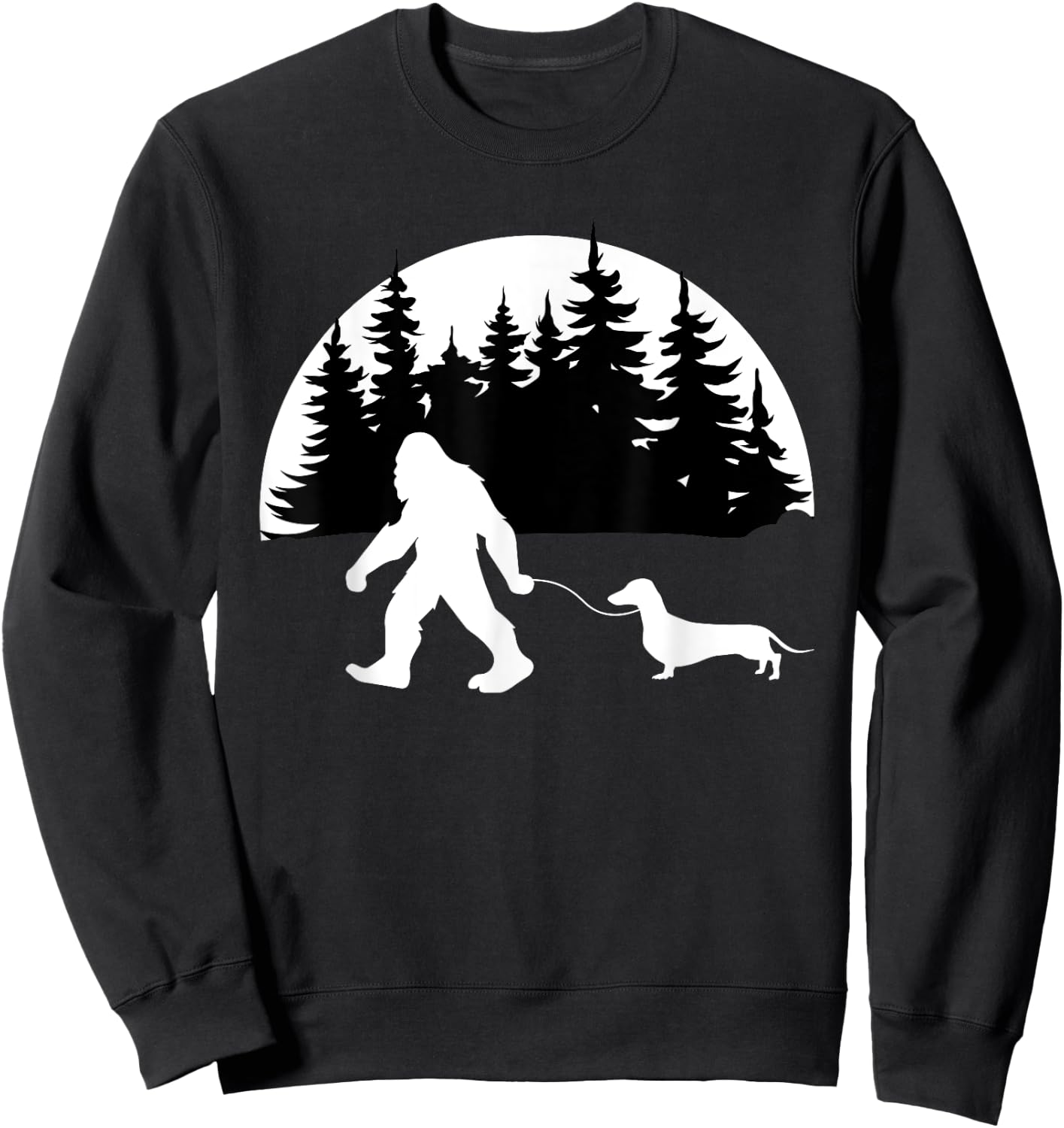 Funny Sasquatch Costume Wiener Dog Bigfoot Walking Dachshund Men Women Kids Sweatshirt - Sweatshirt | Black