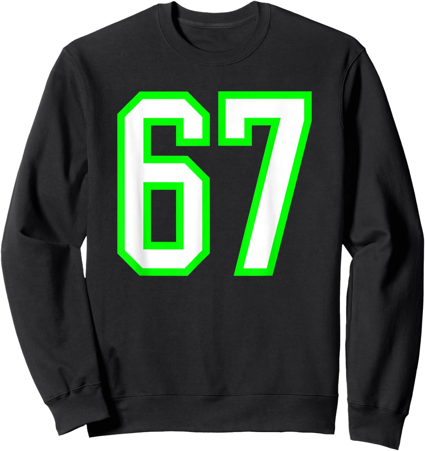 Sports Team Jersey #67 White Lime Jersey Number 67 Sweatshirt - Sweatshirt | Black