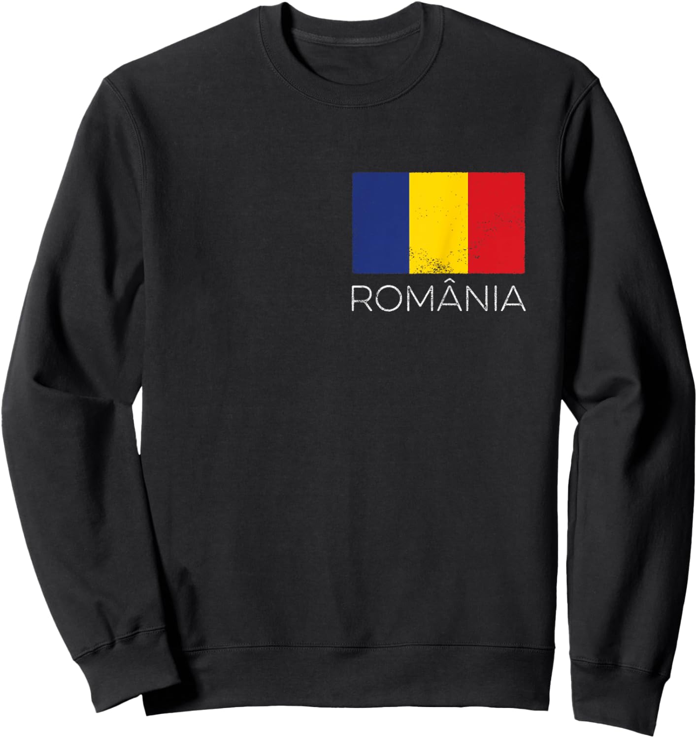 Romania România Romanian Flag Vintage Romania Mini Flag Sweatshirt - Sweatshirt | Black
