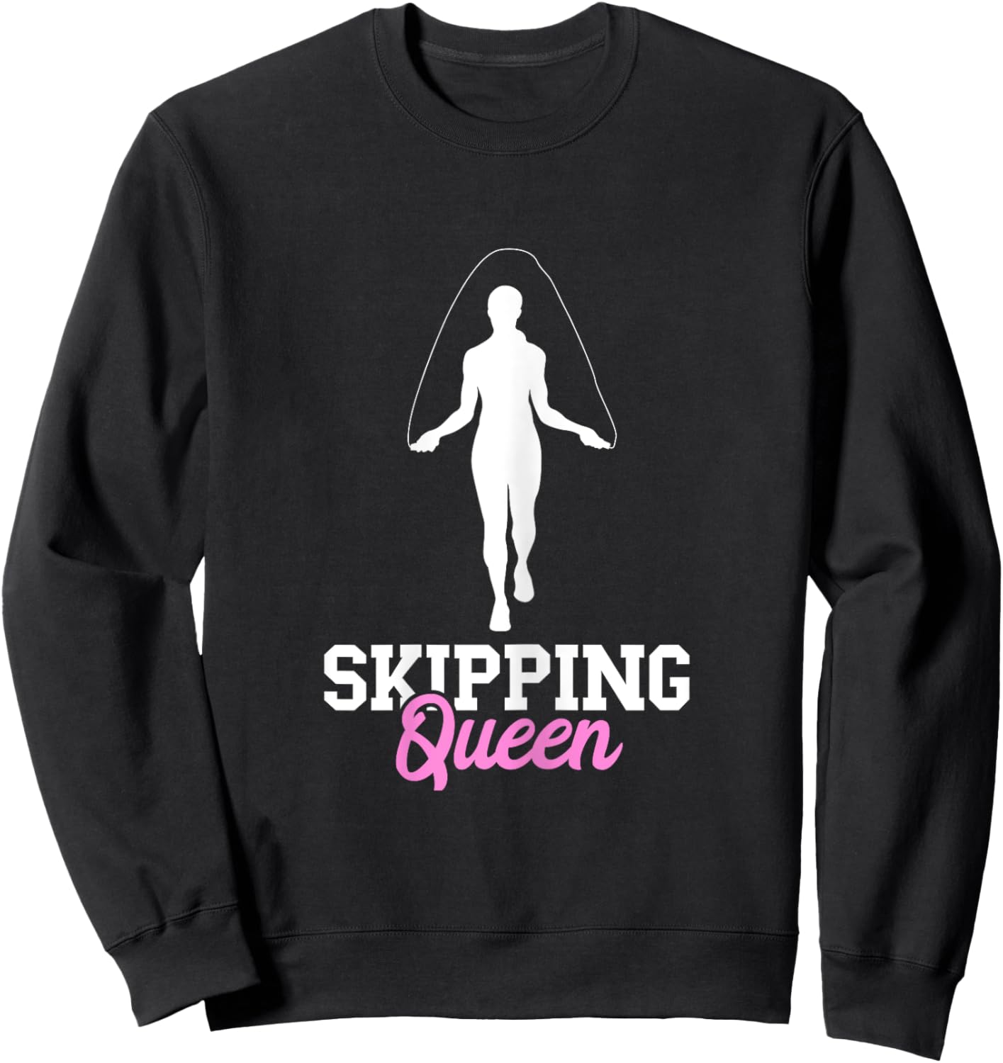 Skipping Queen Rope Jumping Cardio Jump Rope Workout Gym Sweatshirt - Sweatshirt | Black