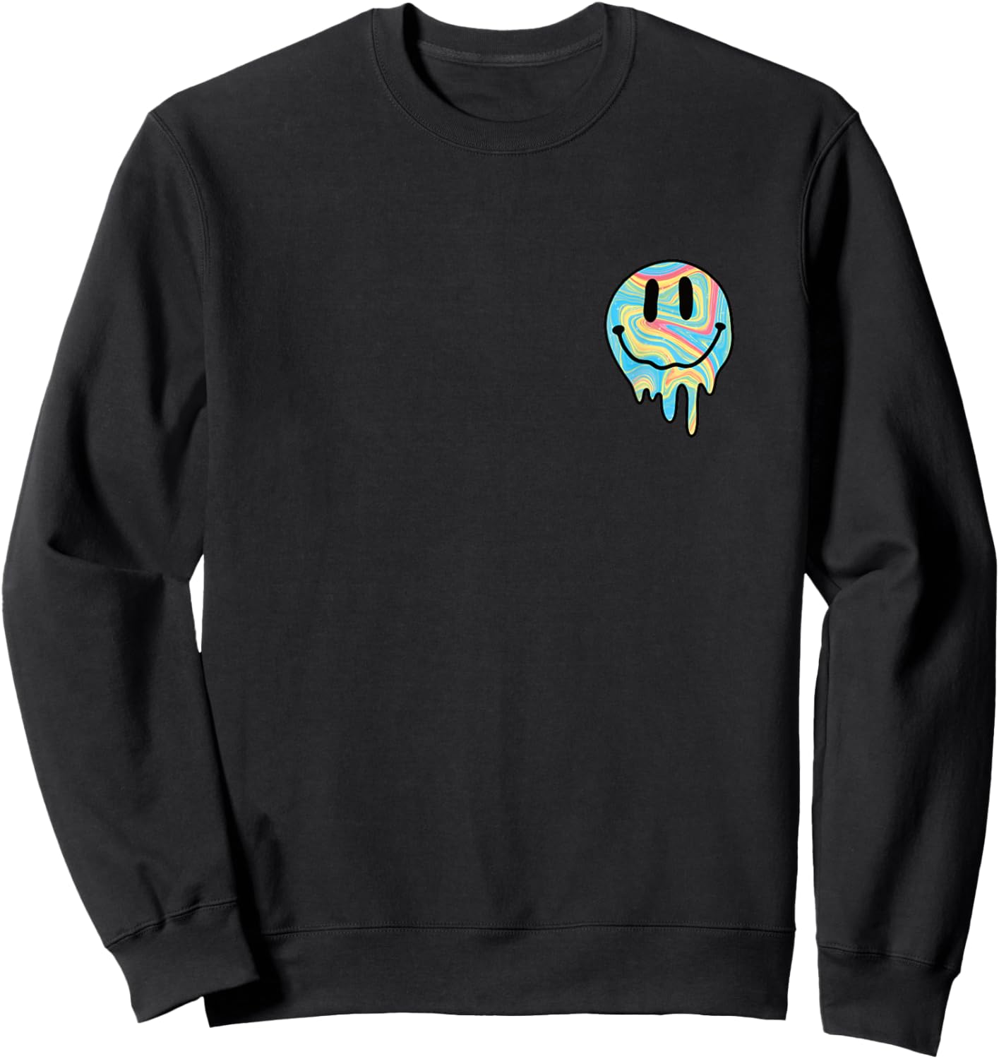Melting Smile Funny Smiling Melted Dripping Happy Face Cute Sweatshirt - Sweatshirt | Black