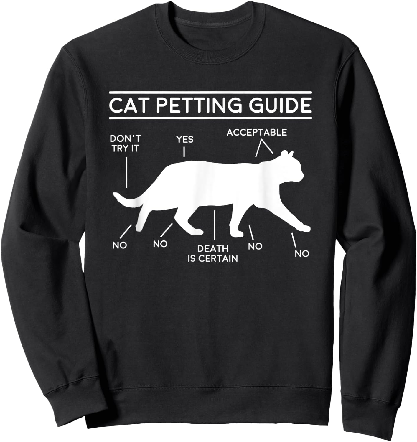 Cat Owner Petting Guide Funny Women Girls Kids Sweatshirt - Sweatshirt | Black