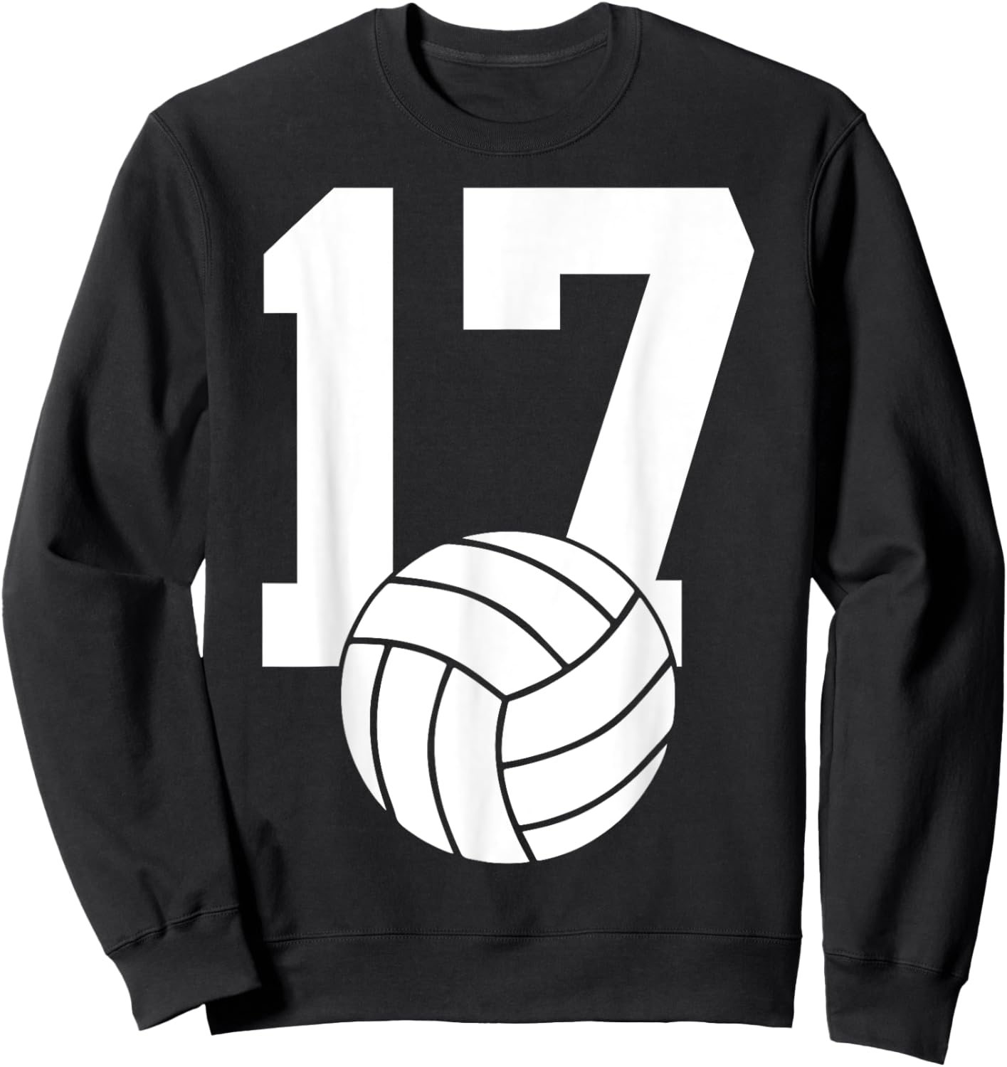 Number 17 Volleyball 17th Birthday Sweatshirt - Sweatshirt | Black