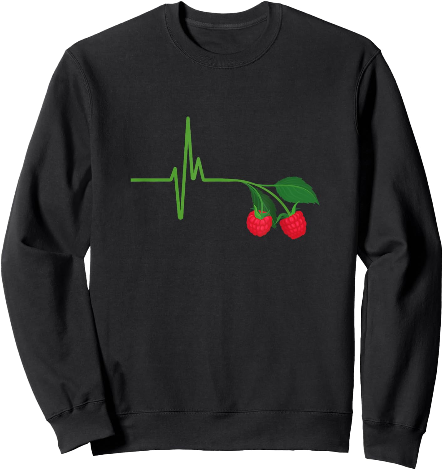 Himbeerliebhaber EKG Himbeere Herzschlag lustige Himbeere Sweatshirt - Sweatshirt | Black