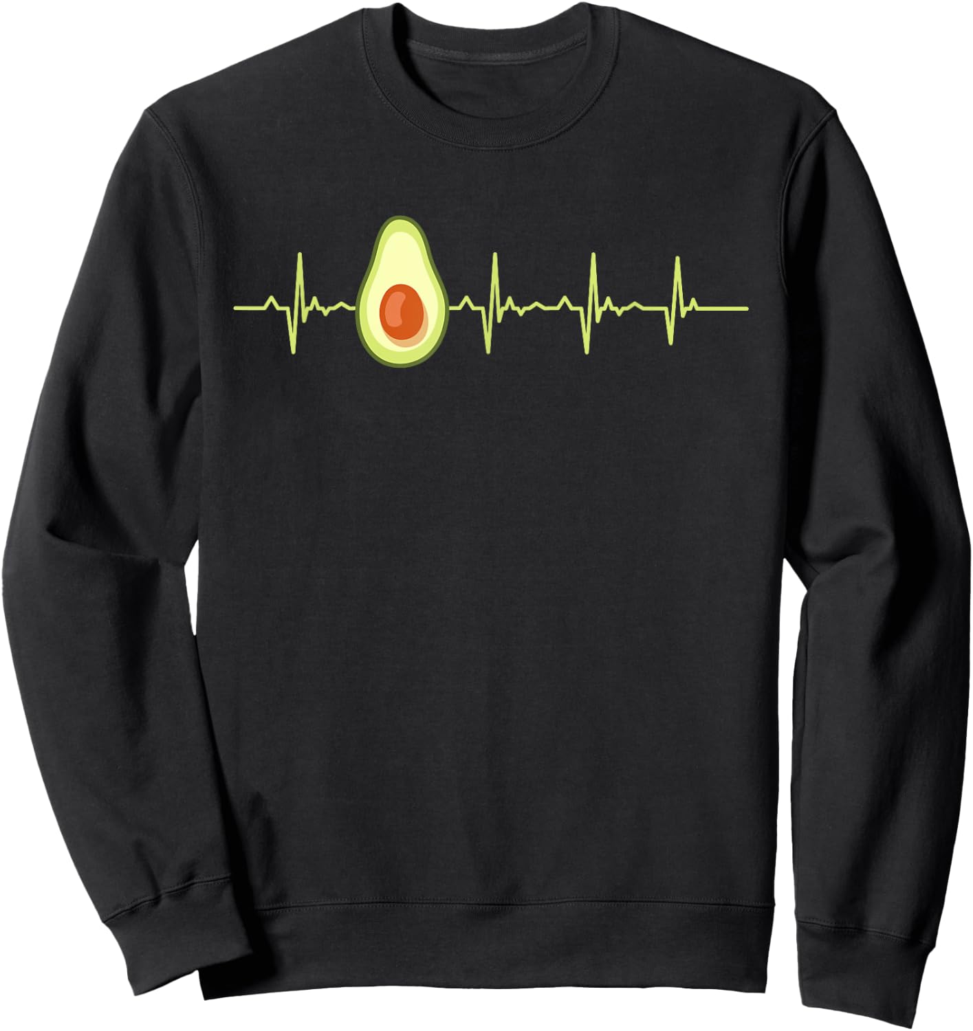 Avocado Heartbeat Funny EKG Vegan Best Gift Men Women Kids Sweatshirt - Sweatshirt | Black