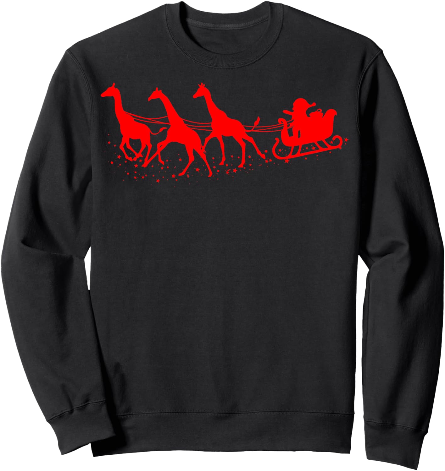 Santa Sleigh Giraffe Christmas | Camelopard Fans Gift Sweatshirt - Sweatshirt | Black