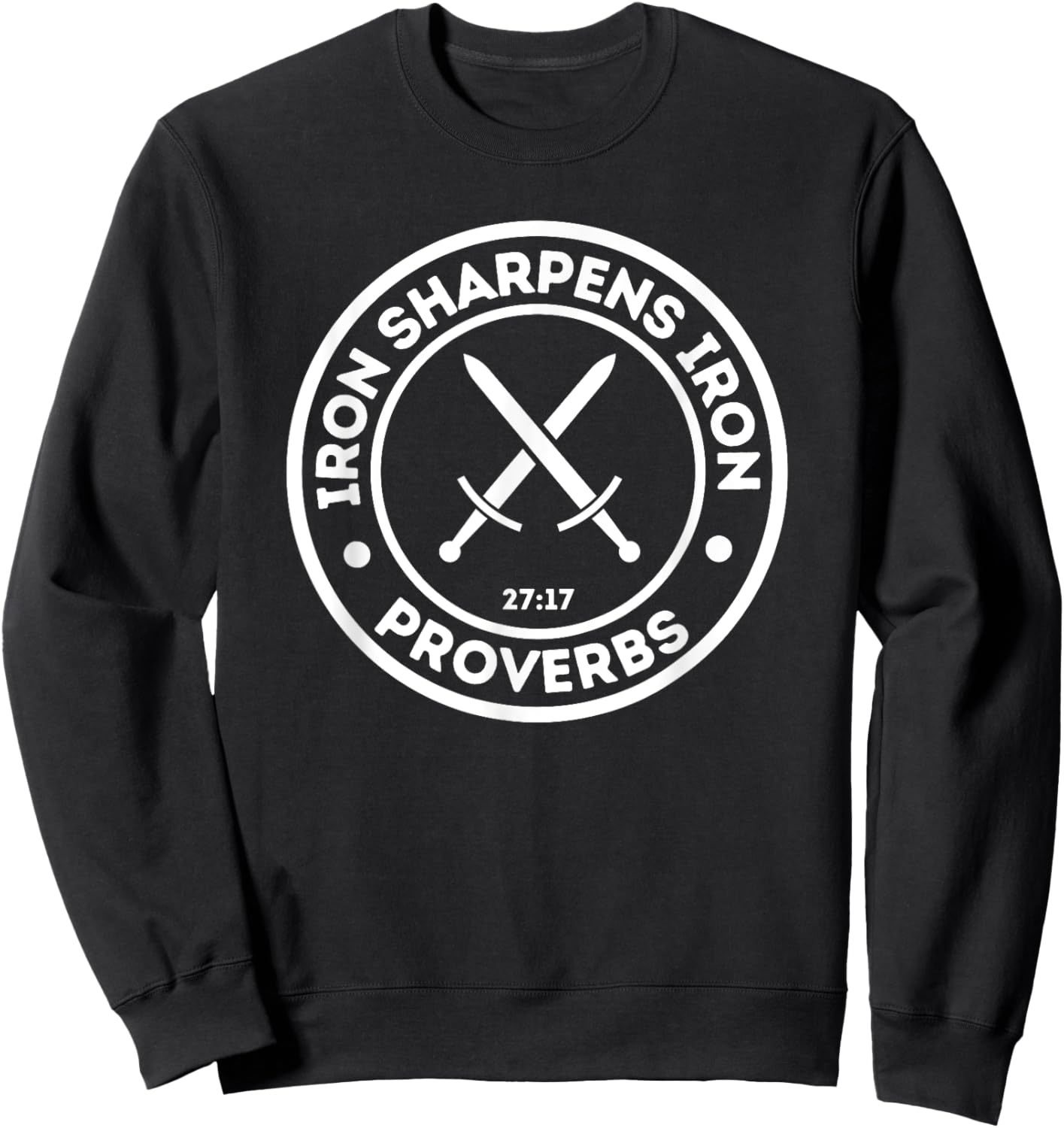 Iron Sharpens Iron Christian Print Sweatshirt - Sweatshirt | Black