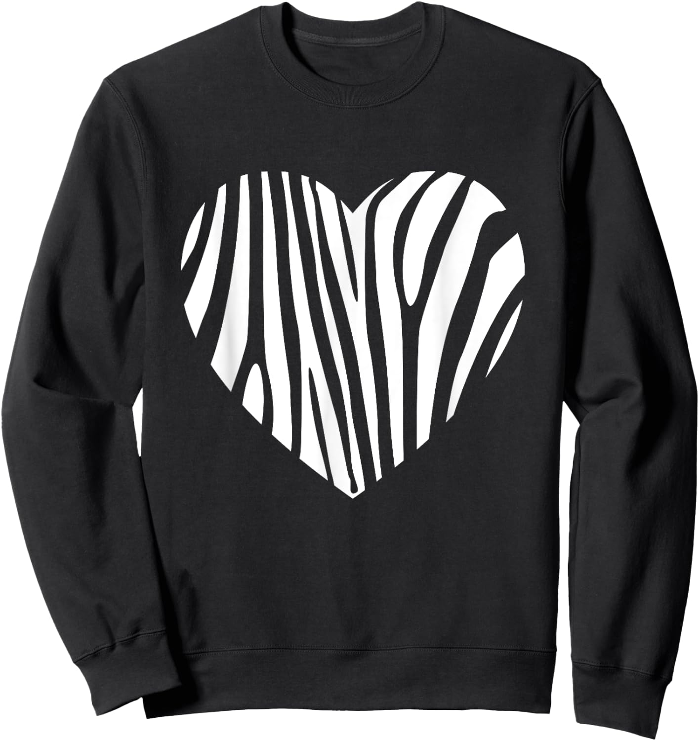 Zebra Heart Animal Lover Stripe Africa Gift Men Women Kids Sweatshirt - Sweatshirt | Black