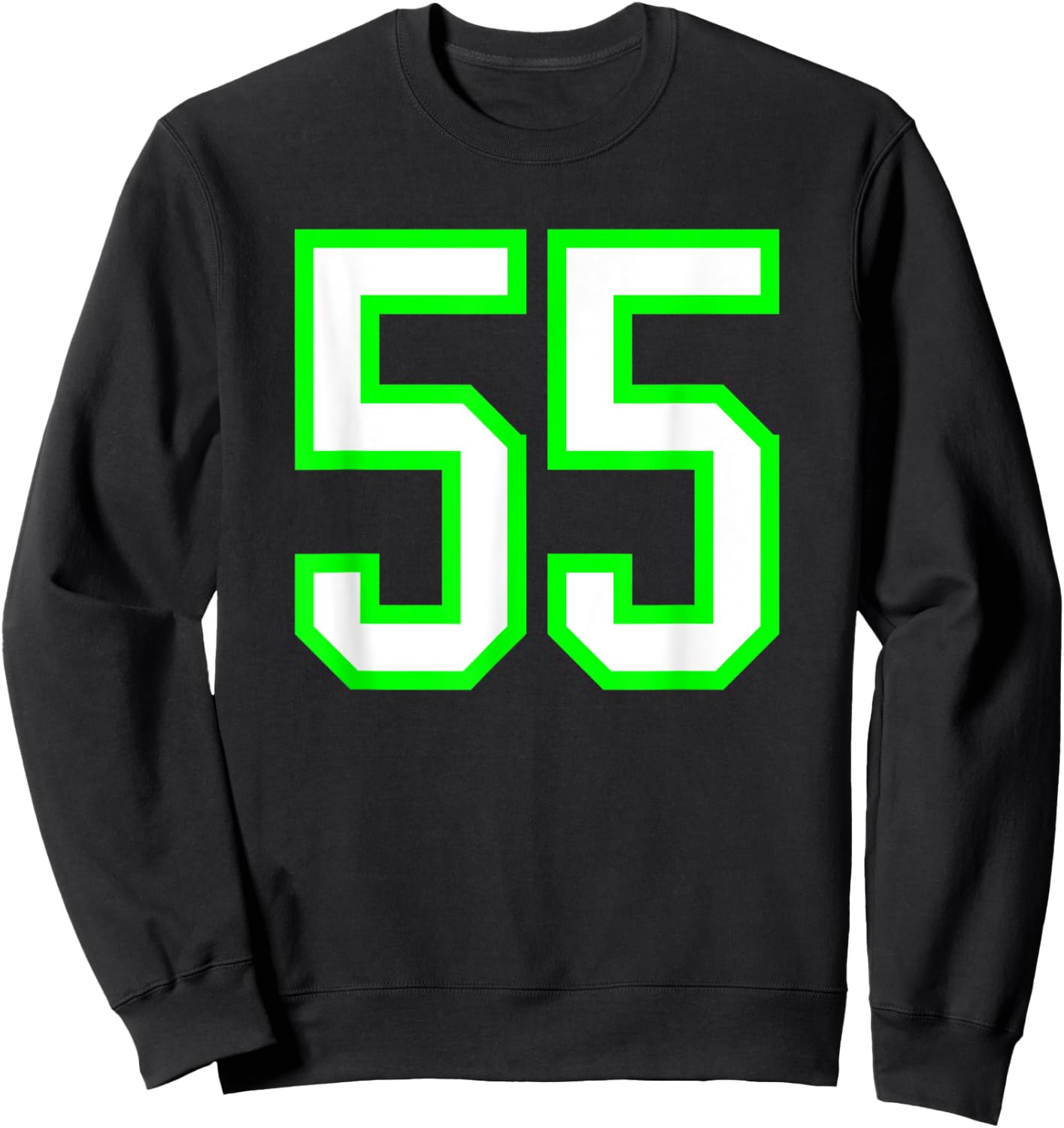 Sports Team Jersey #55 White Lime Jersey Number 55 Sweatshirt - Sweatshirt | Black