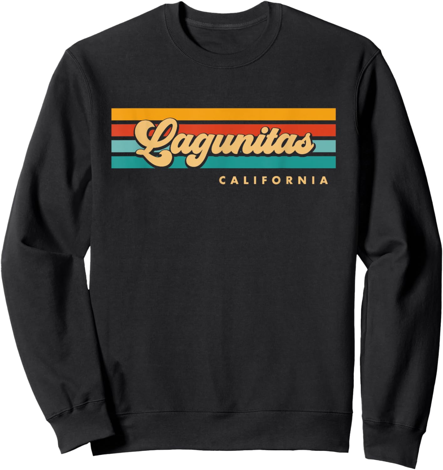 Vintage Sunset Stripes Lagunitas, California Sweatshirt - Sweatshirt | Black
