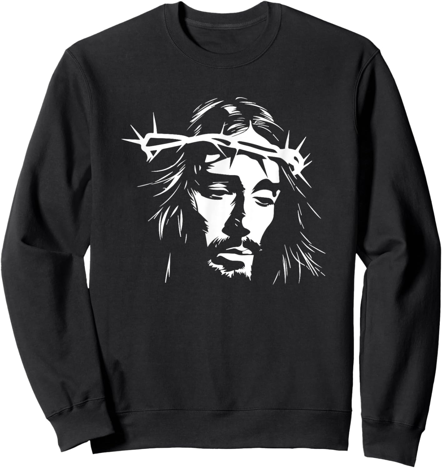Jesus Christ Design -Adult , Black, Small, Short Sleeve, Modern, Classic, Casual, Vacation, Cotton 65% Polyester 35% Sweatshirt - Sweatshirt | Black