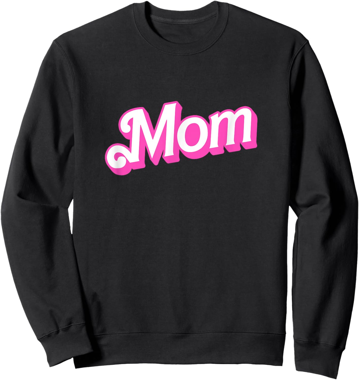 Mom Pink & White Overlapping Font Halloween Costume Sweatshirt - Sweatshirt | Black
