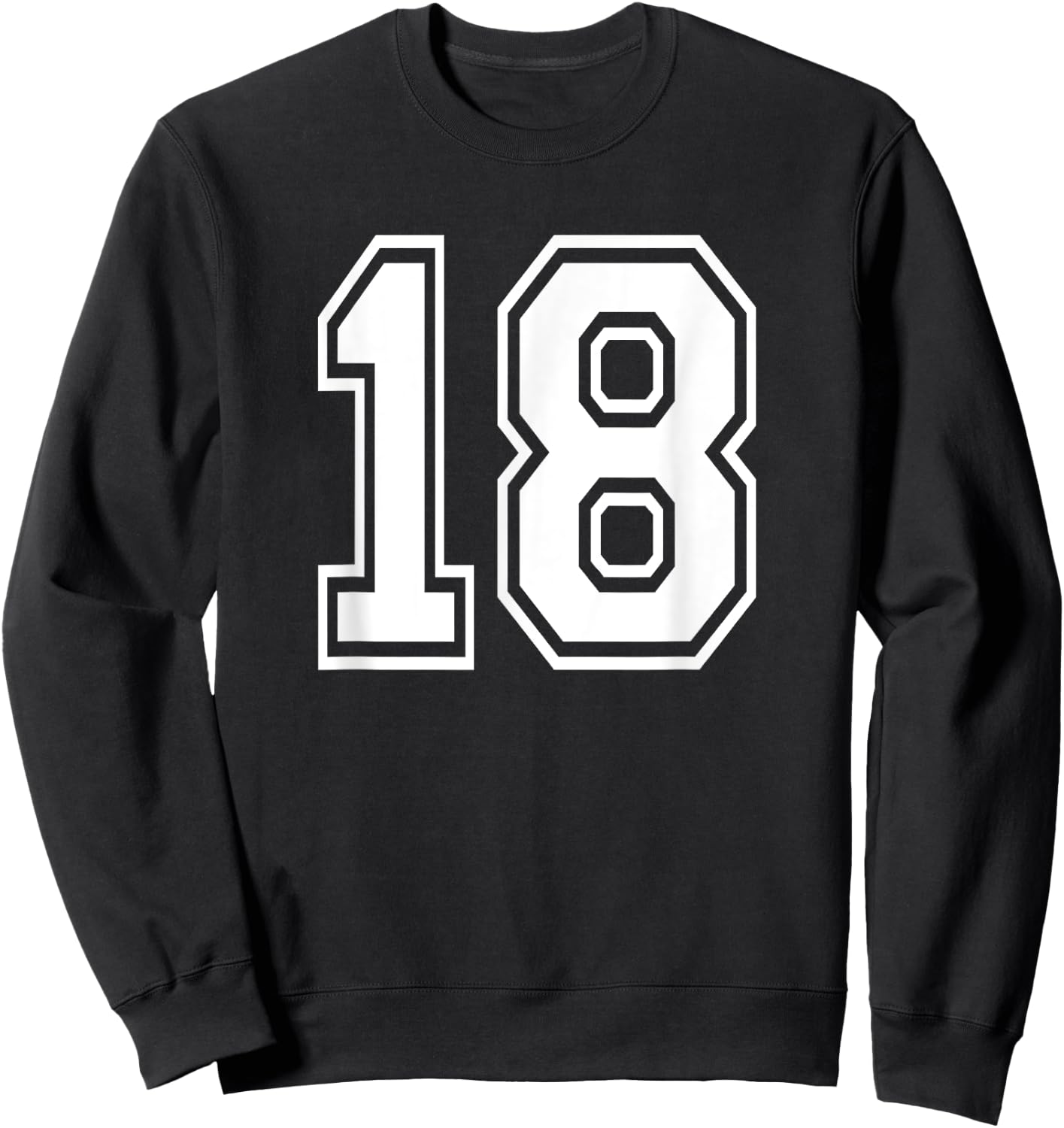 Number 18 Birthday Varsity Sports Team Jersey Sweatshirt - Sweatshirt | Black
