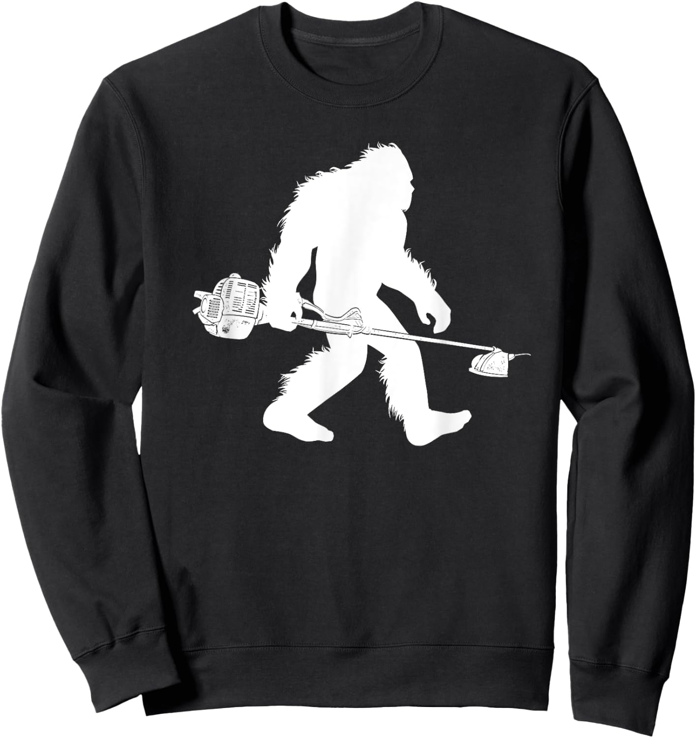 Bigfoot With Lawn Trimmer Sasquatch Grass Landscaper Sweatshirt - Sweatshirt | Black