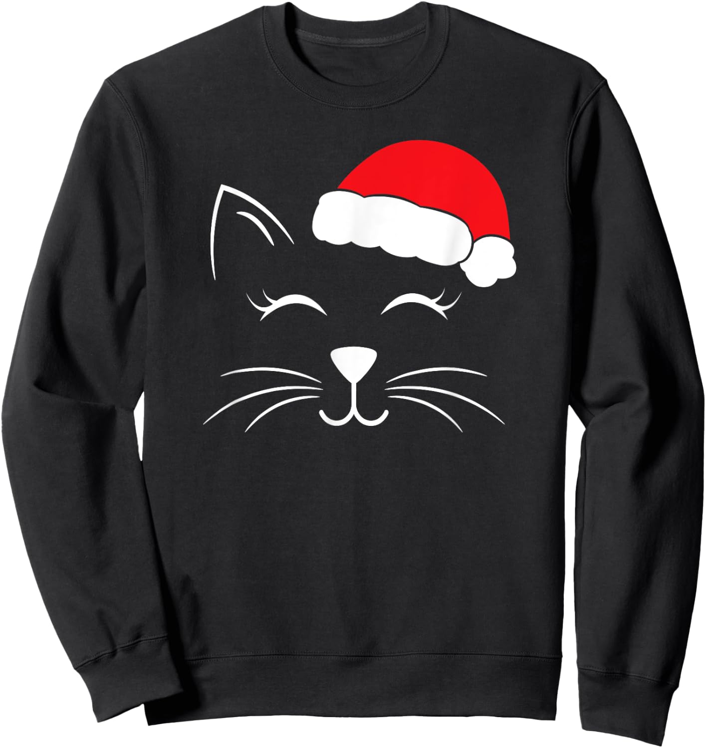 Cute Santa Cat Lover Christmas Men Women Kids Sweatshirt - Sweatshirt | Black