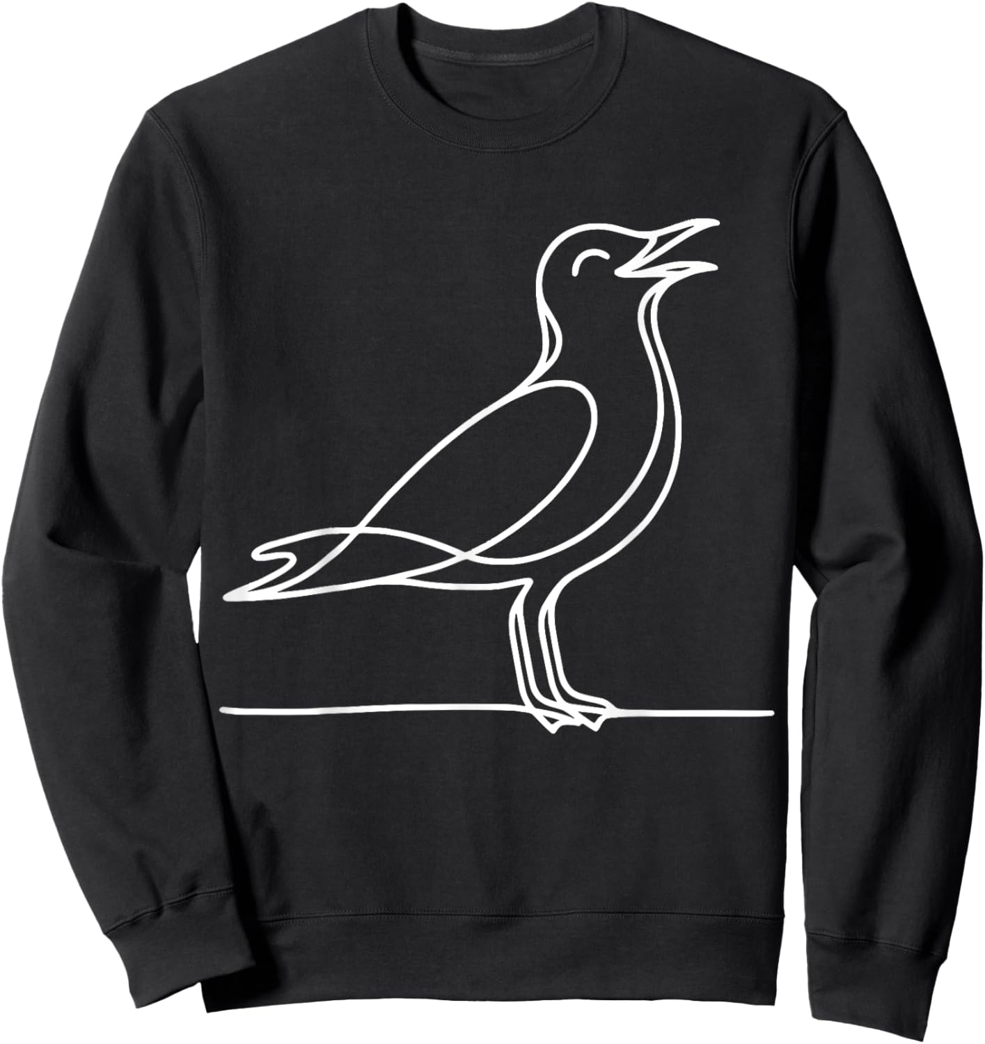 Line Art Bird & Ornithologist Laughing Gull Sweatshirt - Sweatshirt | Black