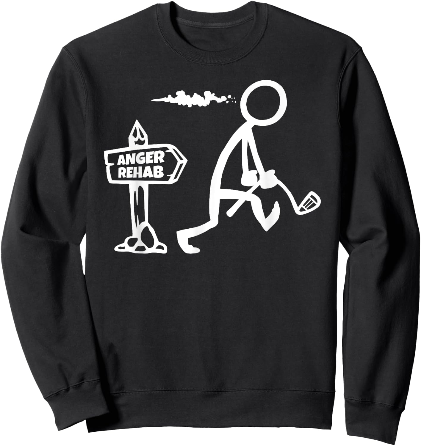 Funny Golf Apparel, Angry Golfer Walks By Anger Rehab Sign Sweatshirt - Sweatshirt | Black