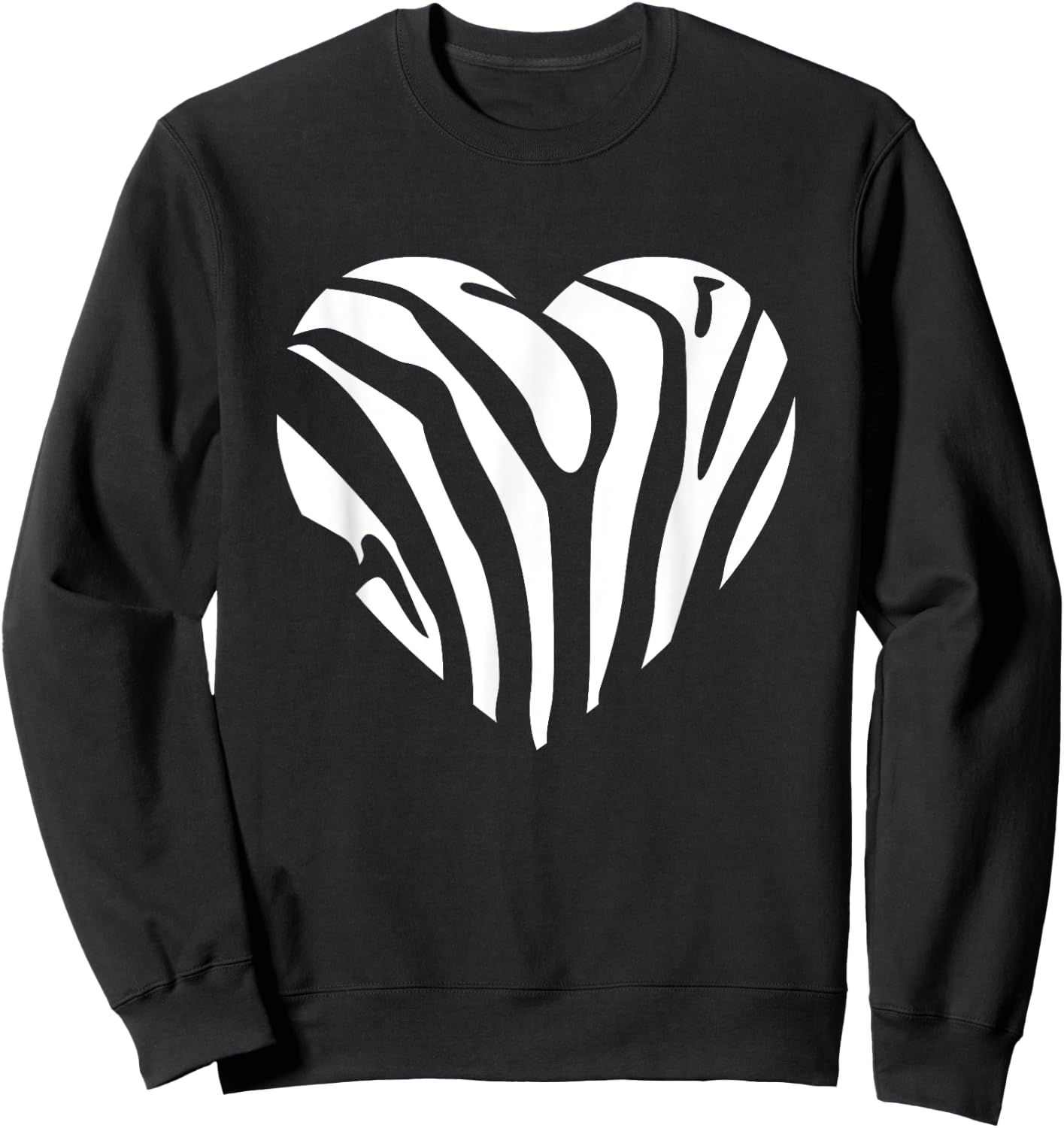 Zebra Heart Animal Lover Stripe Africa Gift Men Women Kids Sweatshirt - Sweatshirt | Black