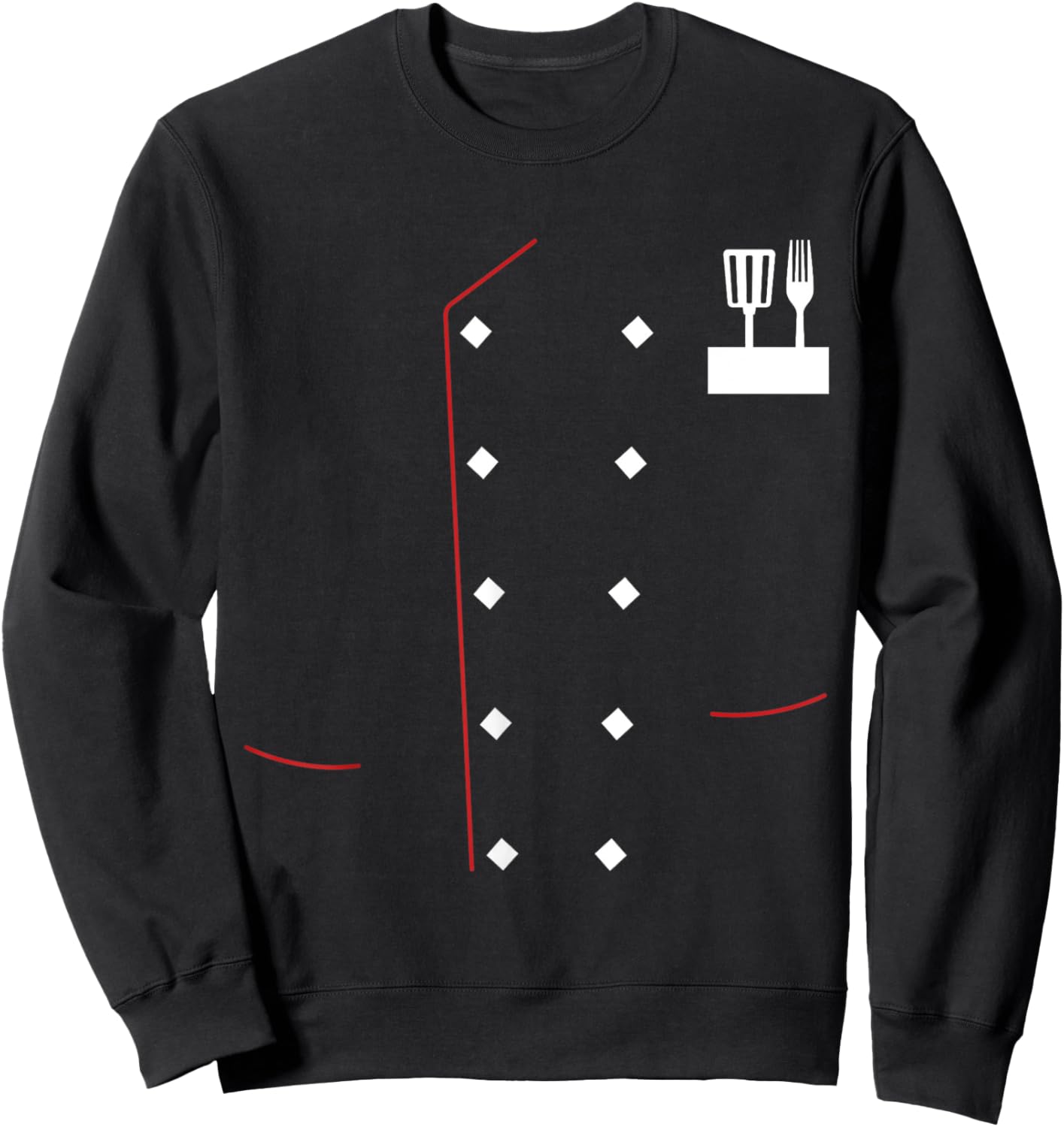 Chef Uniform Jacket Faux Cook Chef Master Cooking Costume Sweatshirt - Sweatshirt | Black