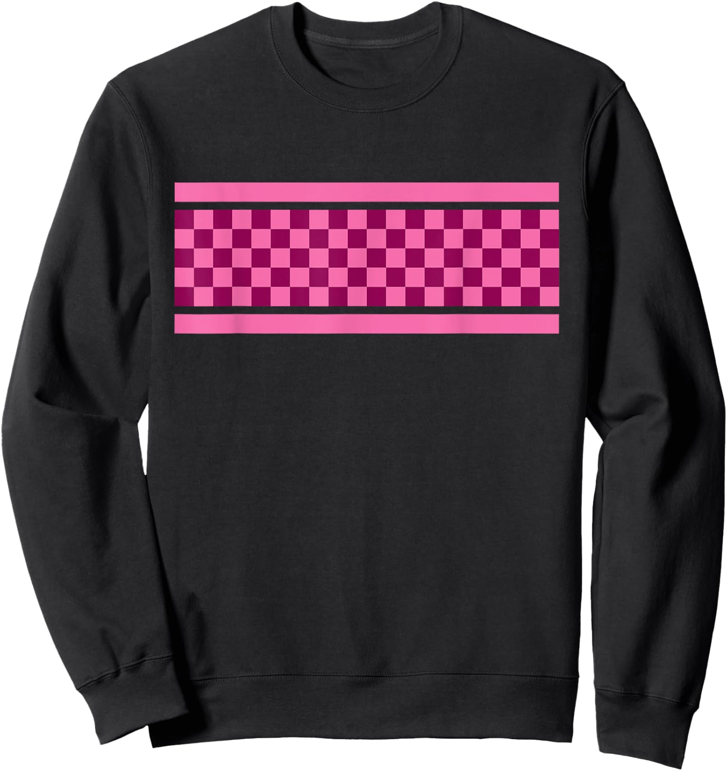 Checkered Pink And Dark Pink Pattern Surfing And Skateboard Sweatshirt - Sweatshirt | Black