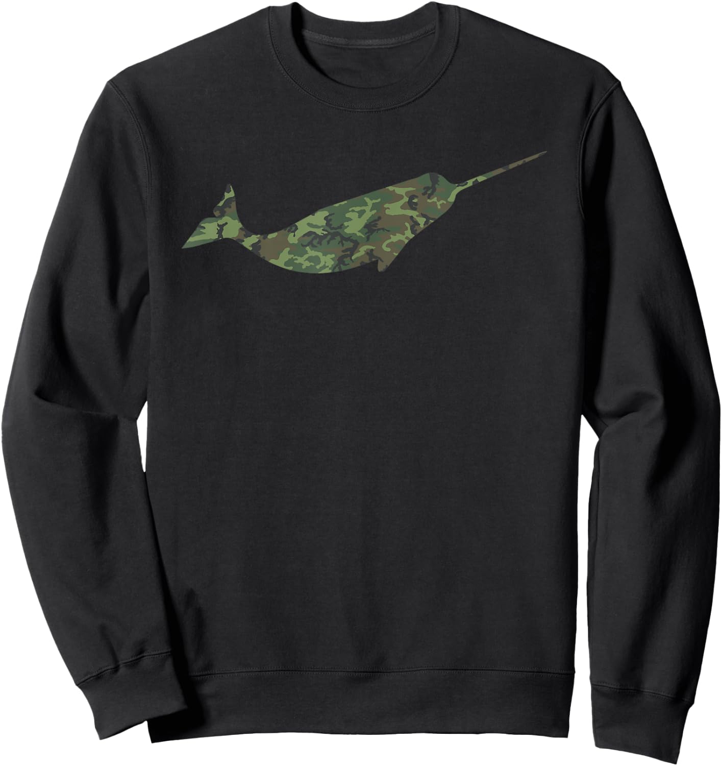 Military Narwhal Camo Print US Narwhale Veteran Men Gift Sweatshirt - Sweatshirt | Black