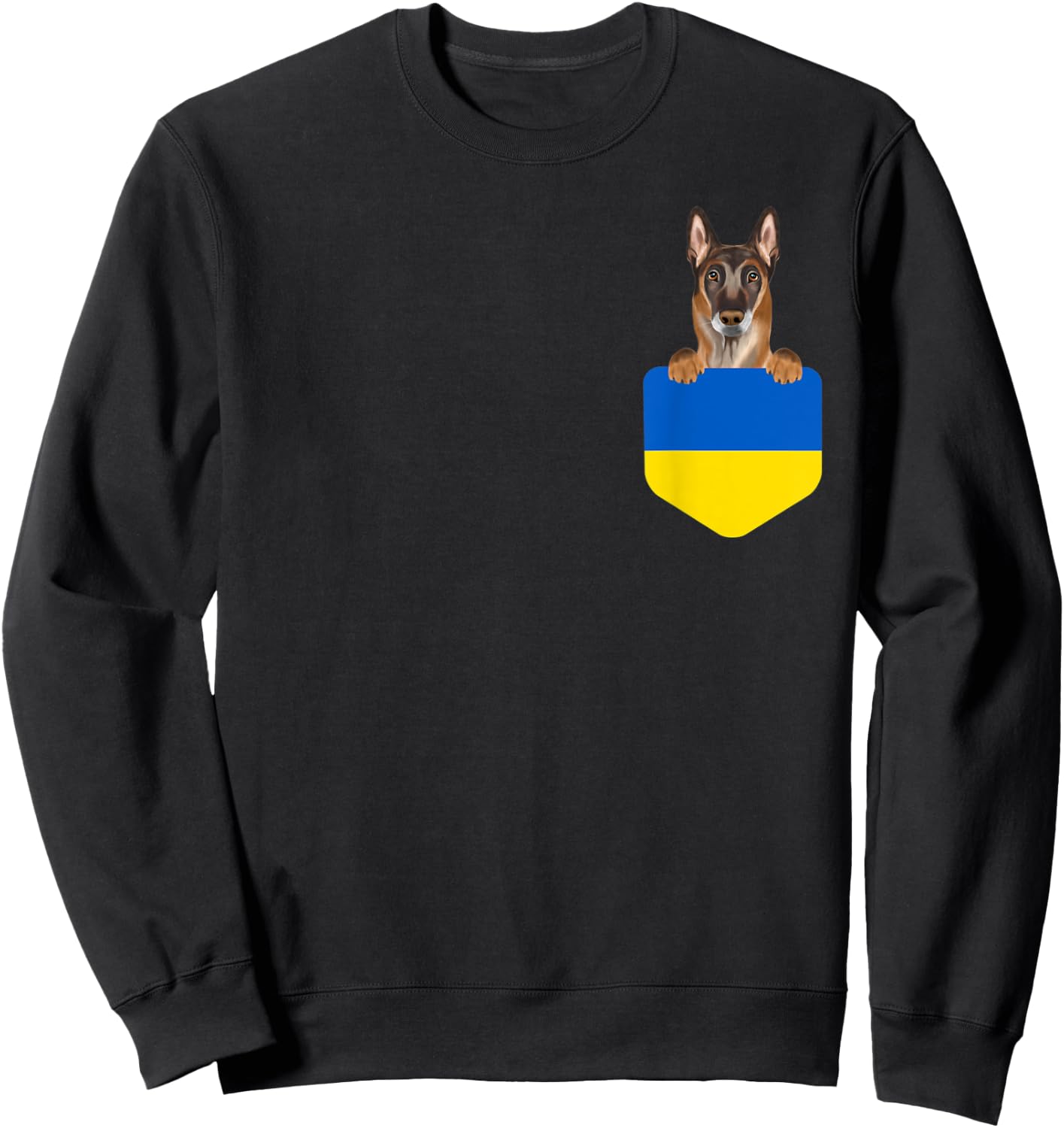 Ukraine Flag Belgian Malinoi Dog In Pocket Sweatshirt - Sweatshirt | Black